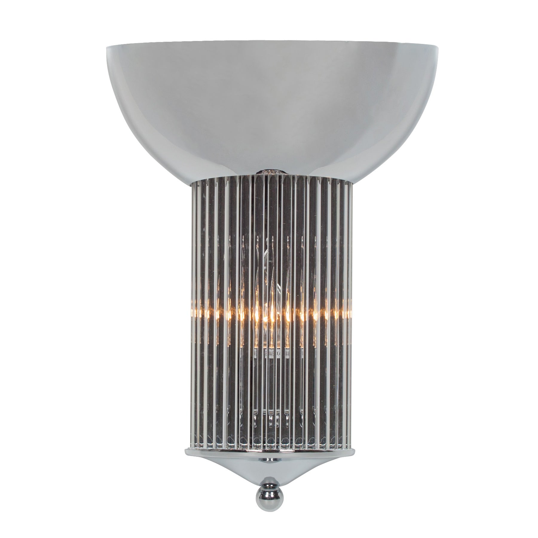 Chrome 42cm Glass Flutes Wall Light with Uplight for Retro Styling