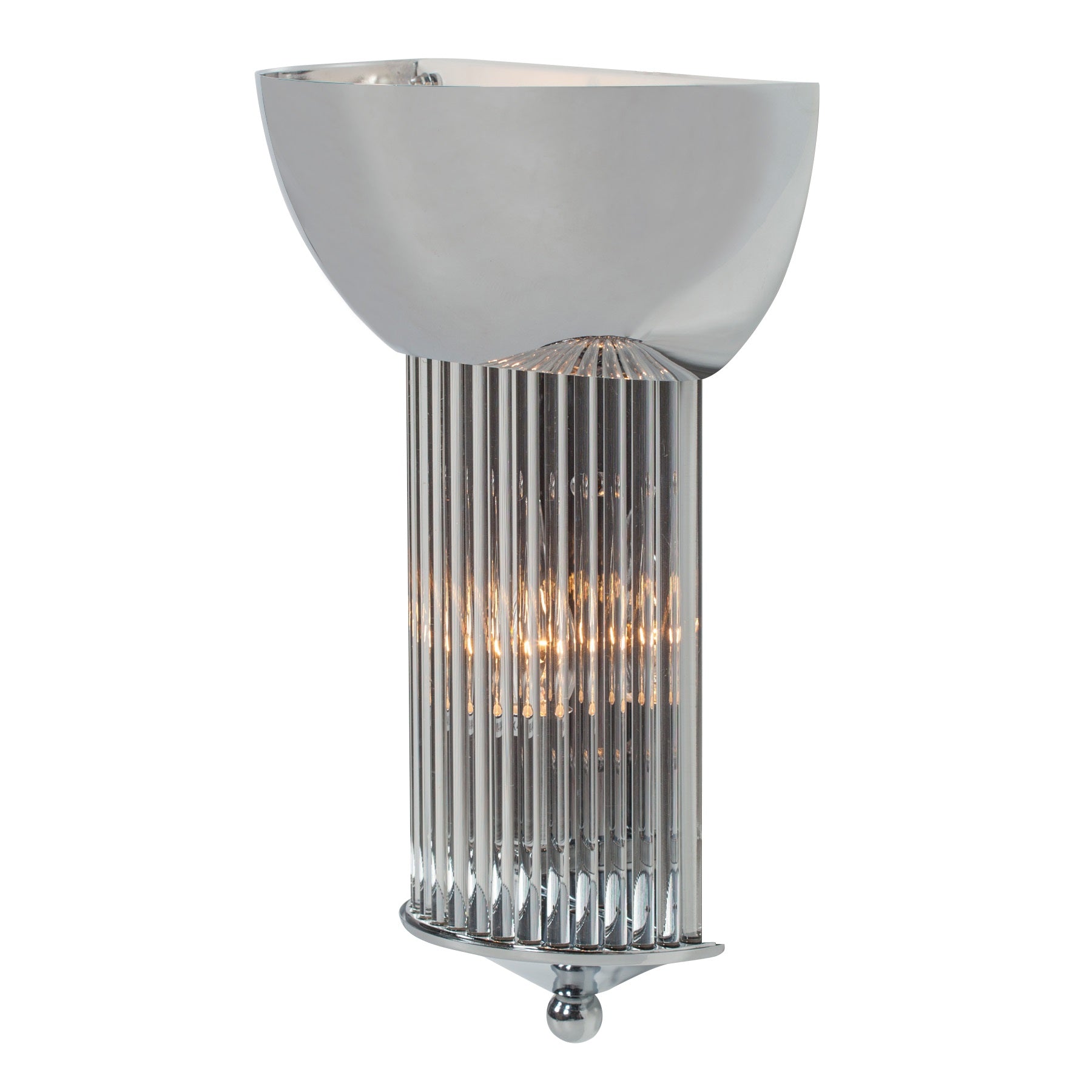 Chrome 42cm Glass Flutes Wall Light with Uplight for Retro Styling