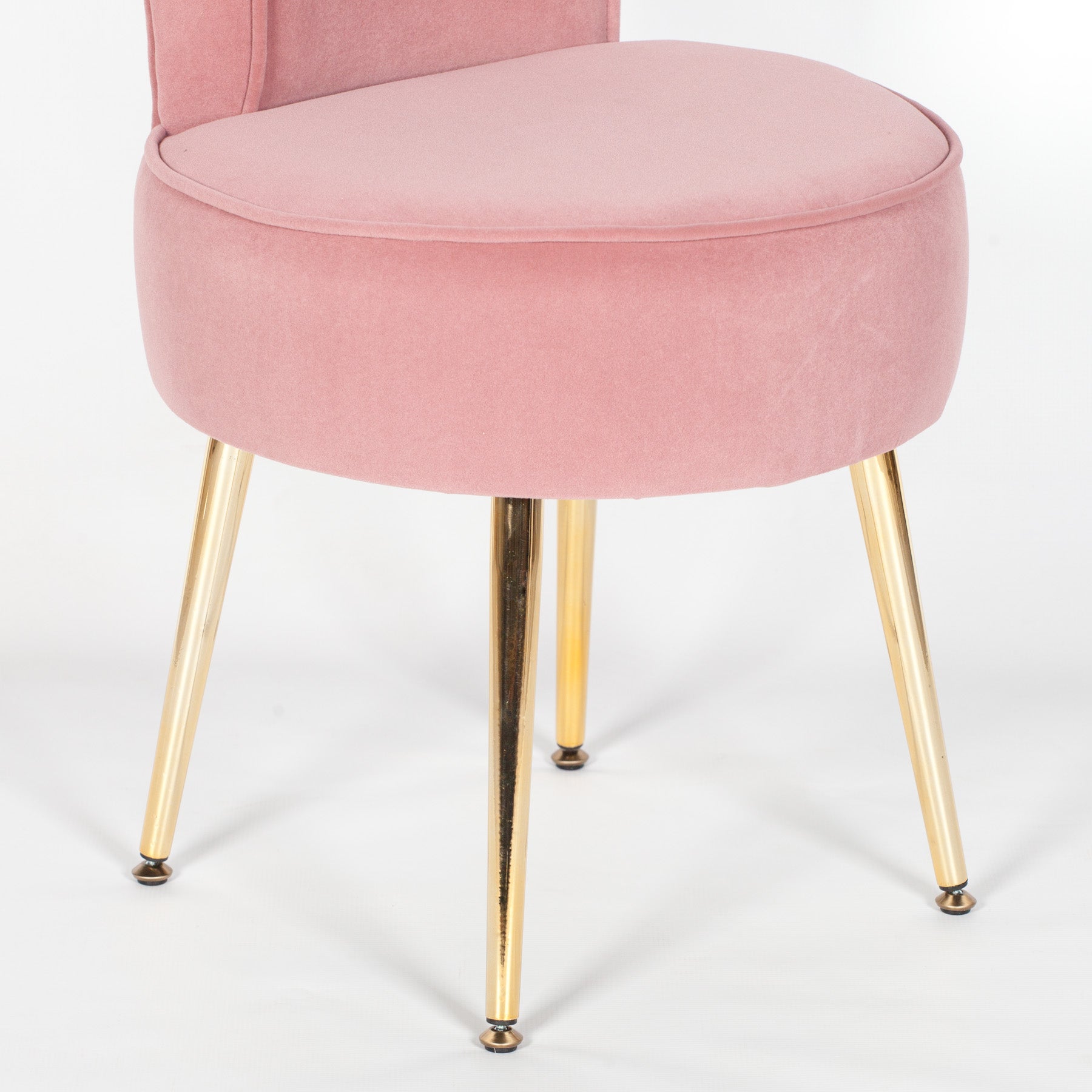 Retro Style Pink Velvet Stool Chair with Gold Plated Legs