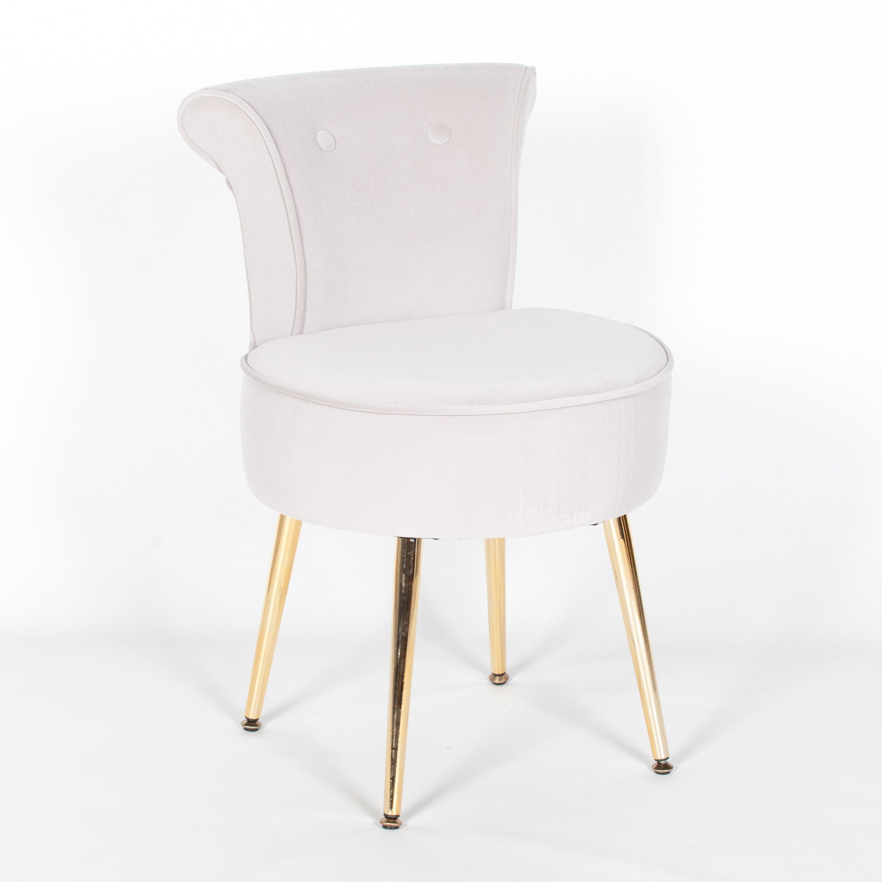 Retro Style Grey Velvet Stool Chair with Gold Plated Legs