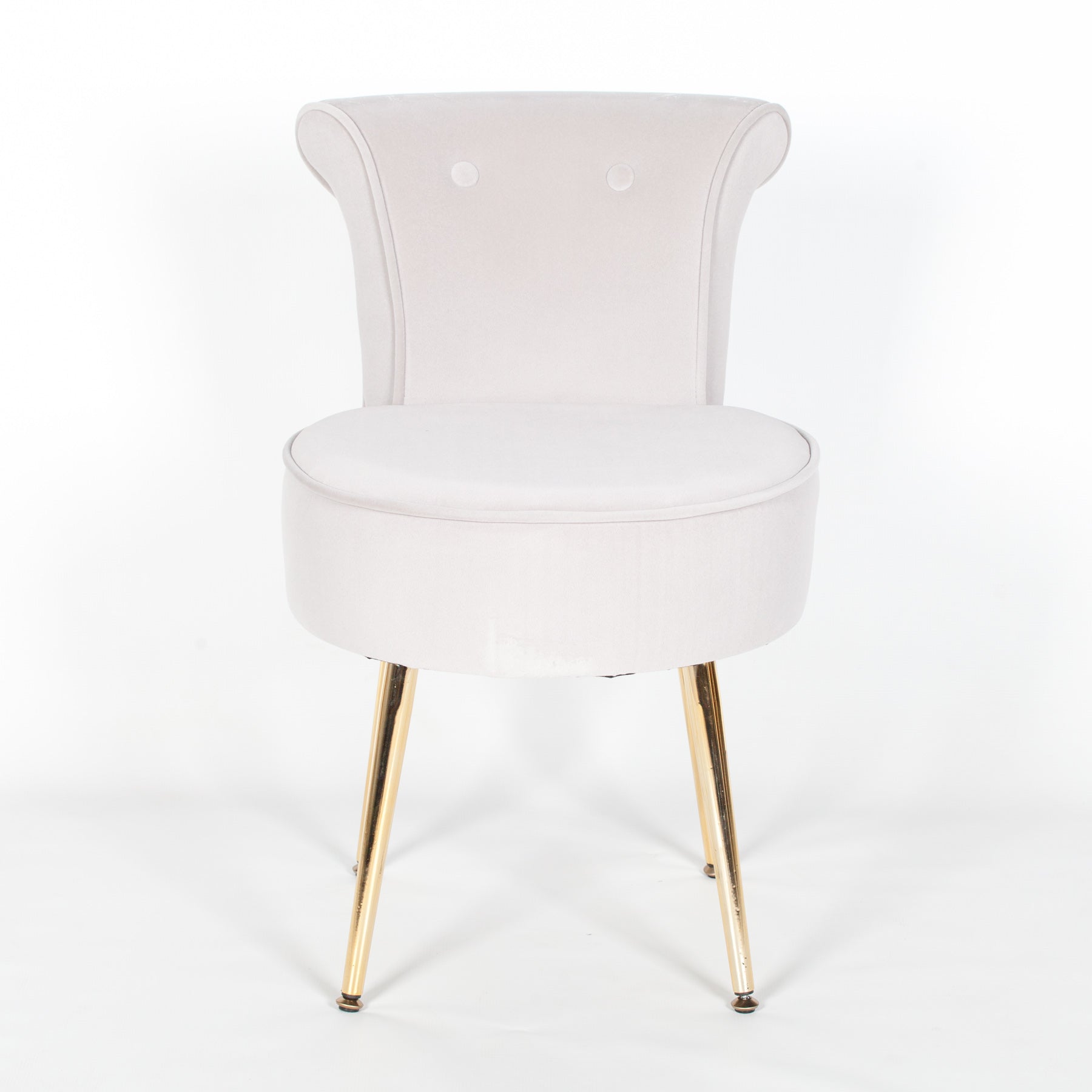 Retro Style Grey Velvet Stool Chair with Gold Plated Legs