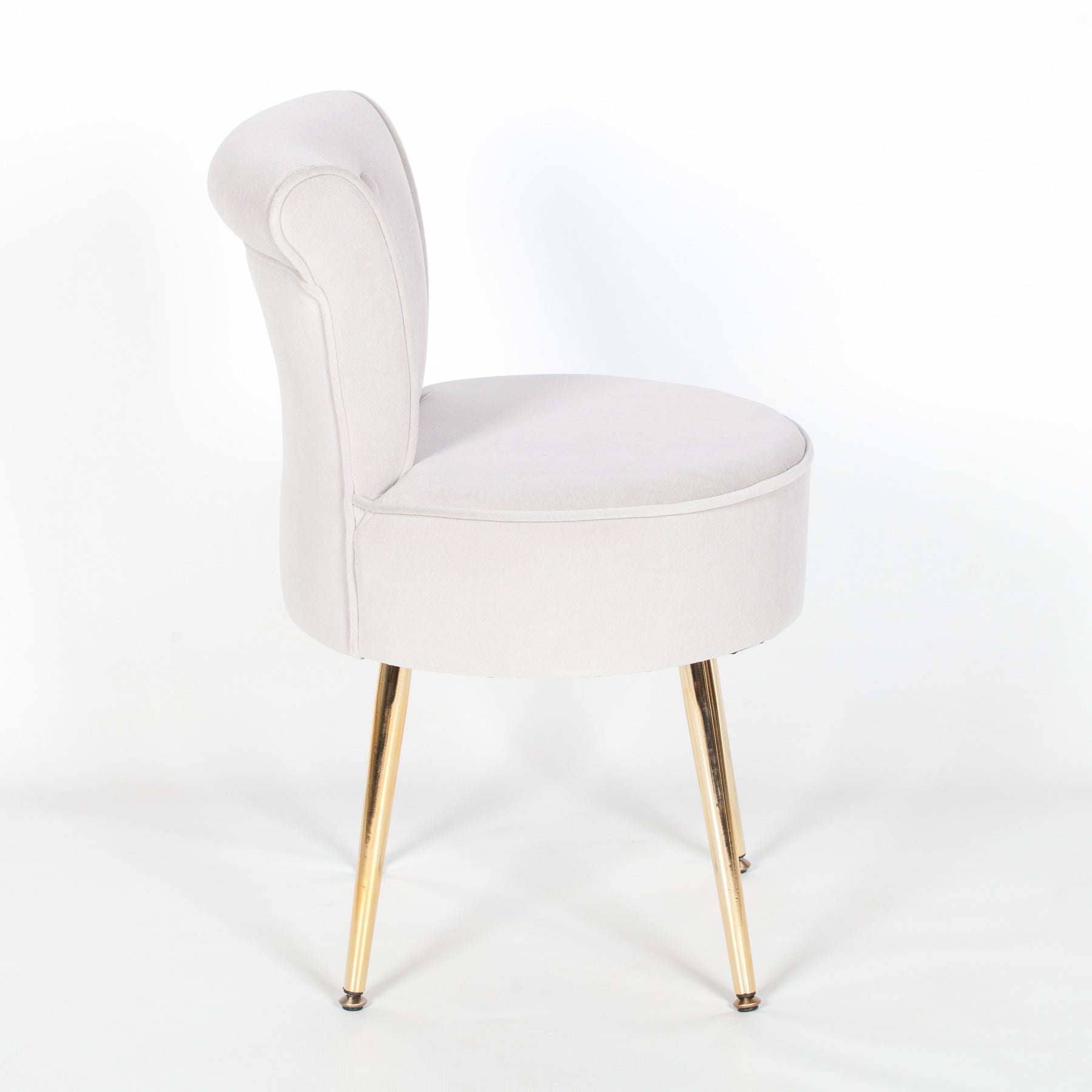 Retro Style Grey Velvet Stool Chair with Gold Plated Legs