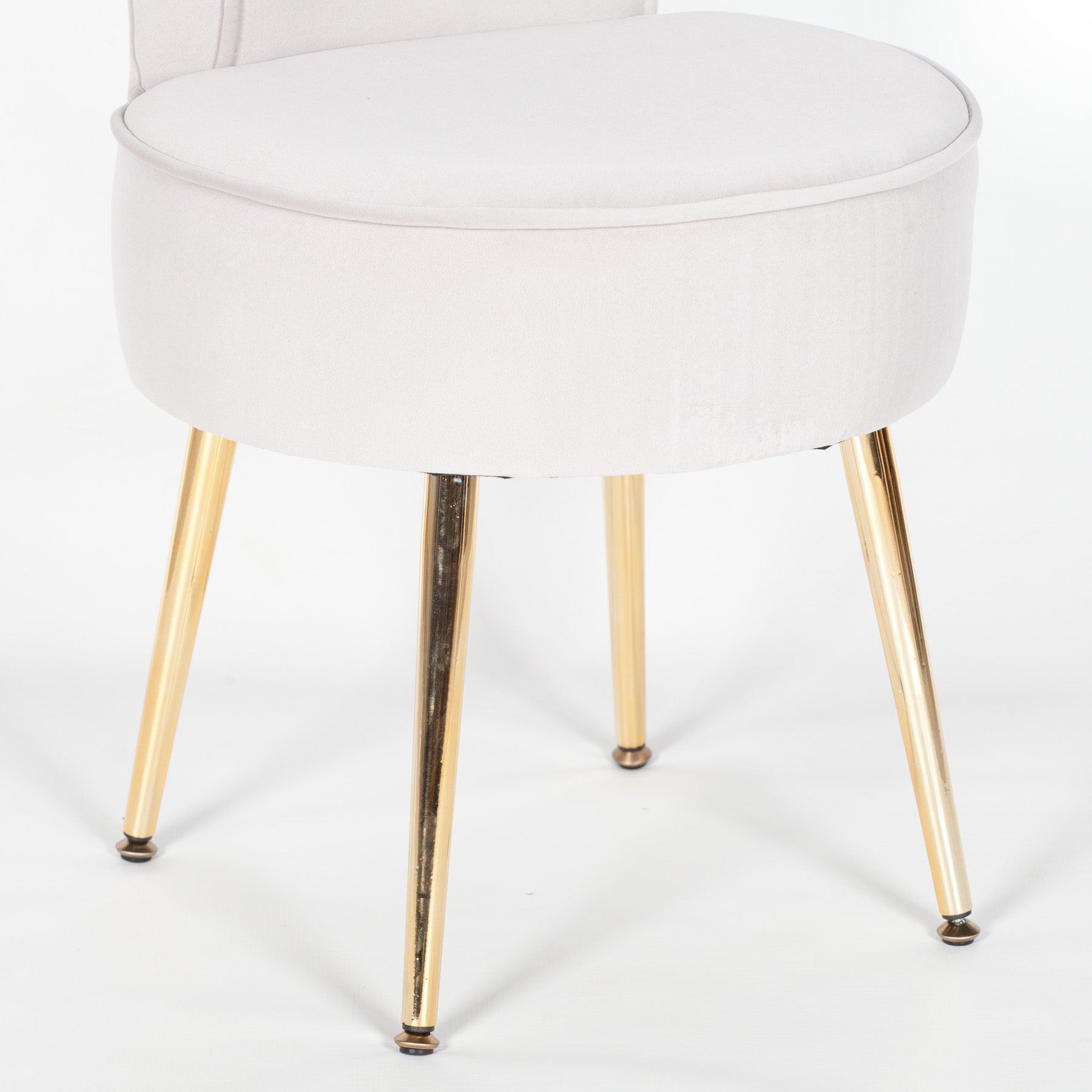Retro Style Grey Velvet Stool Chair with Gold Plated Legs