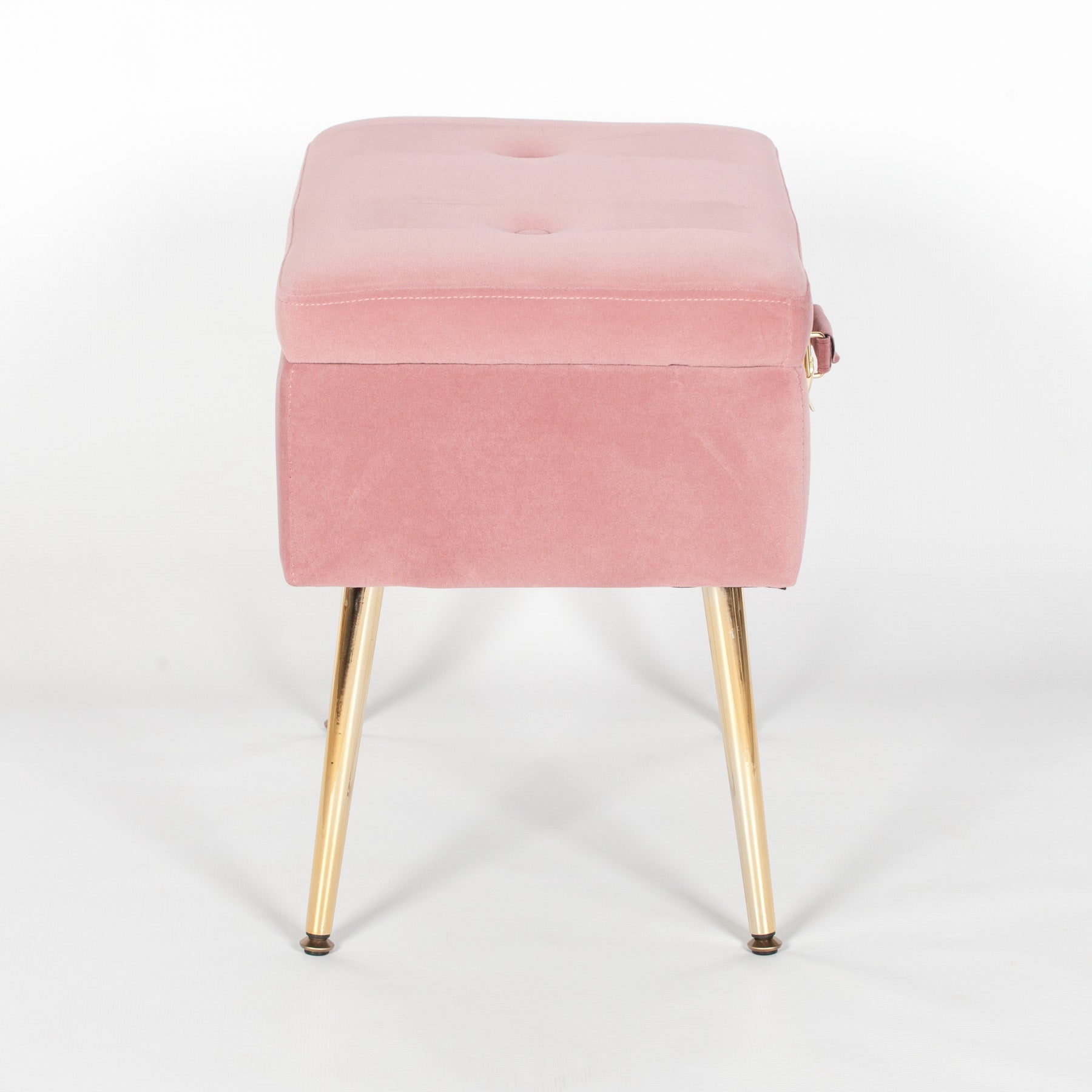 Art Deco Style Pink Velvet Suitcase Stool with Gold Legs