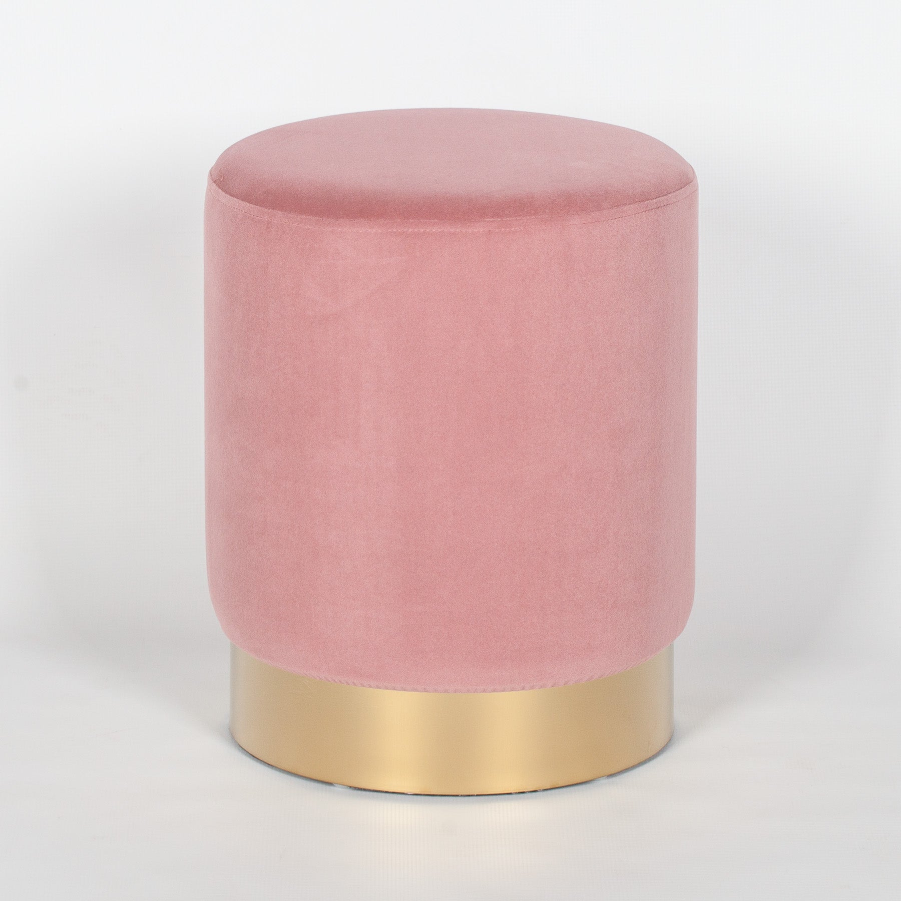 Art Deco Style Pink Velvet Round Stool