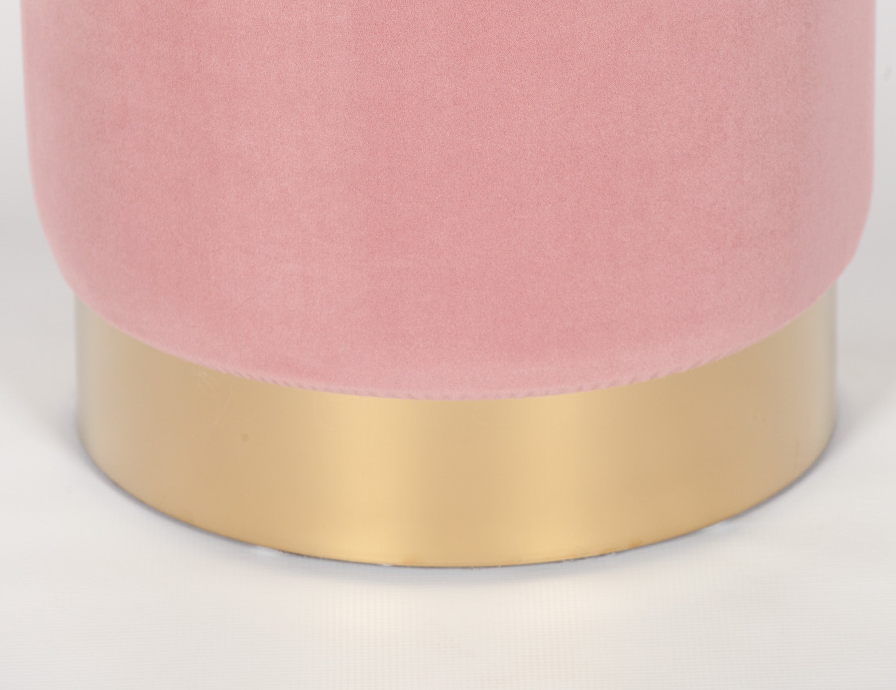 Art Deco Style Pink Velvet Round Stool