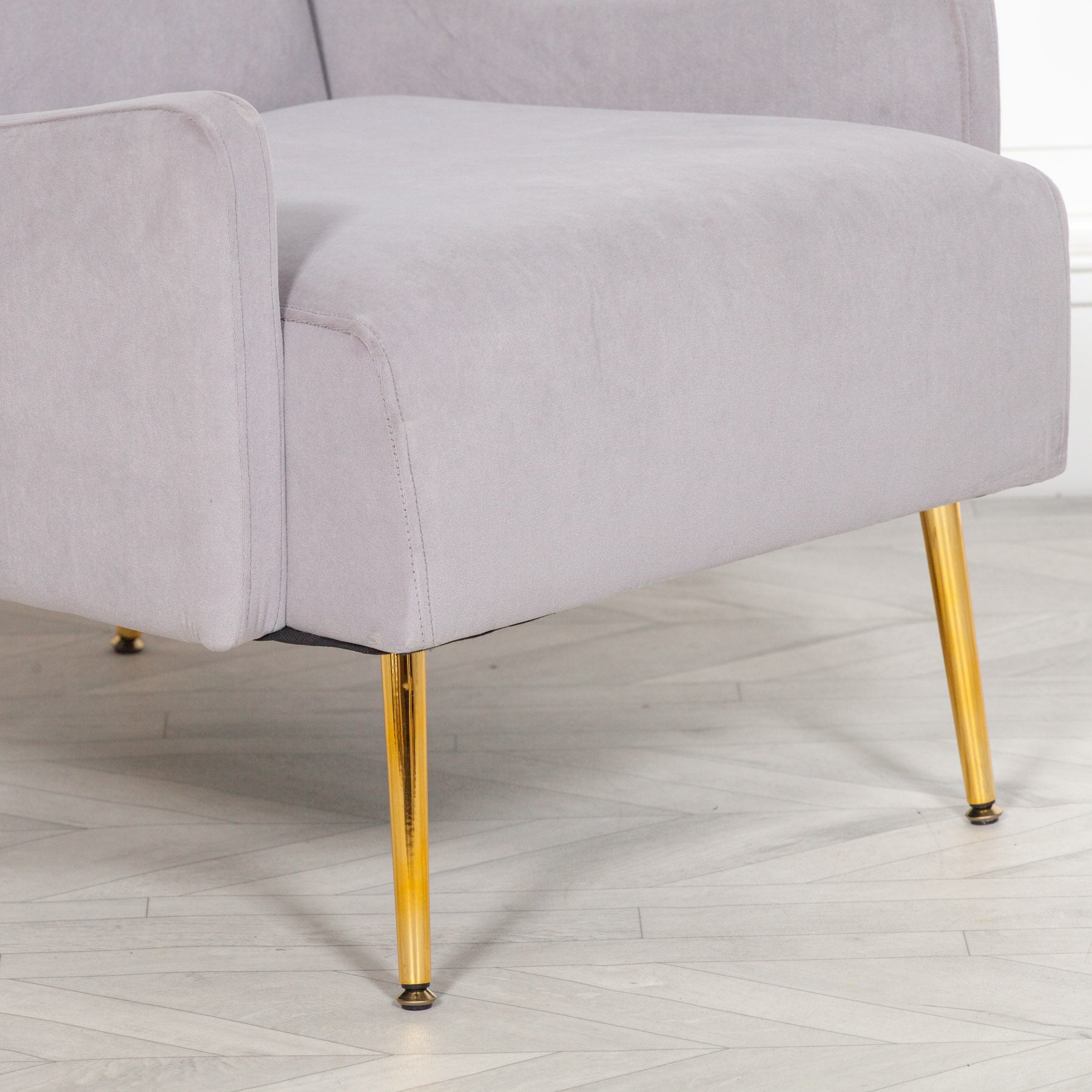 Art Deco Style Grey Velvet Sofa Chair