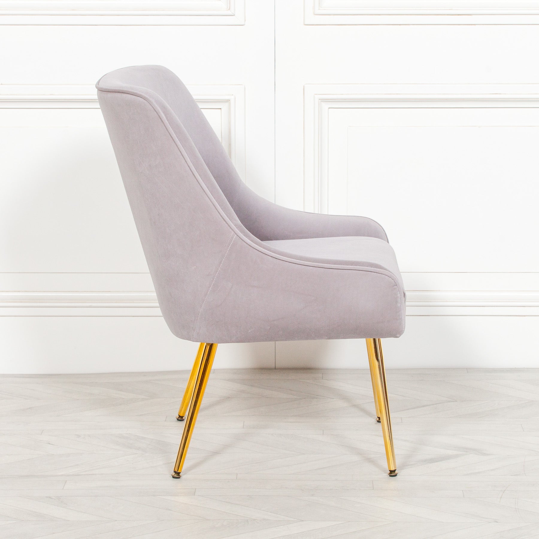 Art Deco Style Grey Velvet Chair for Lounge or Bedroom