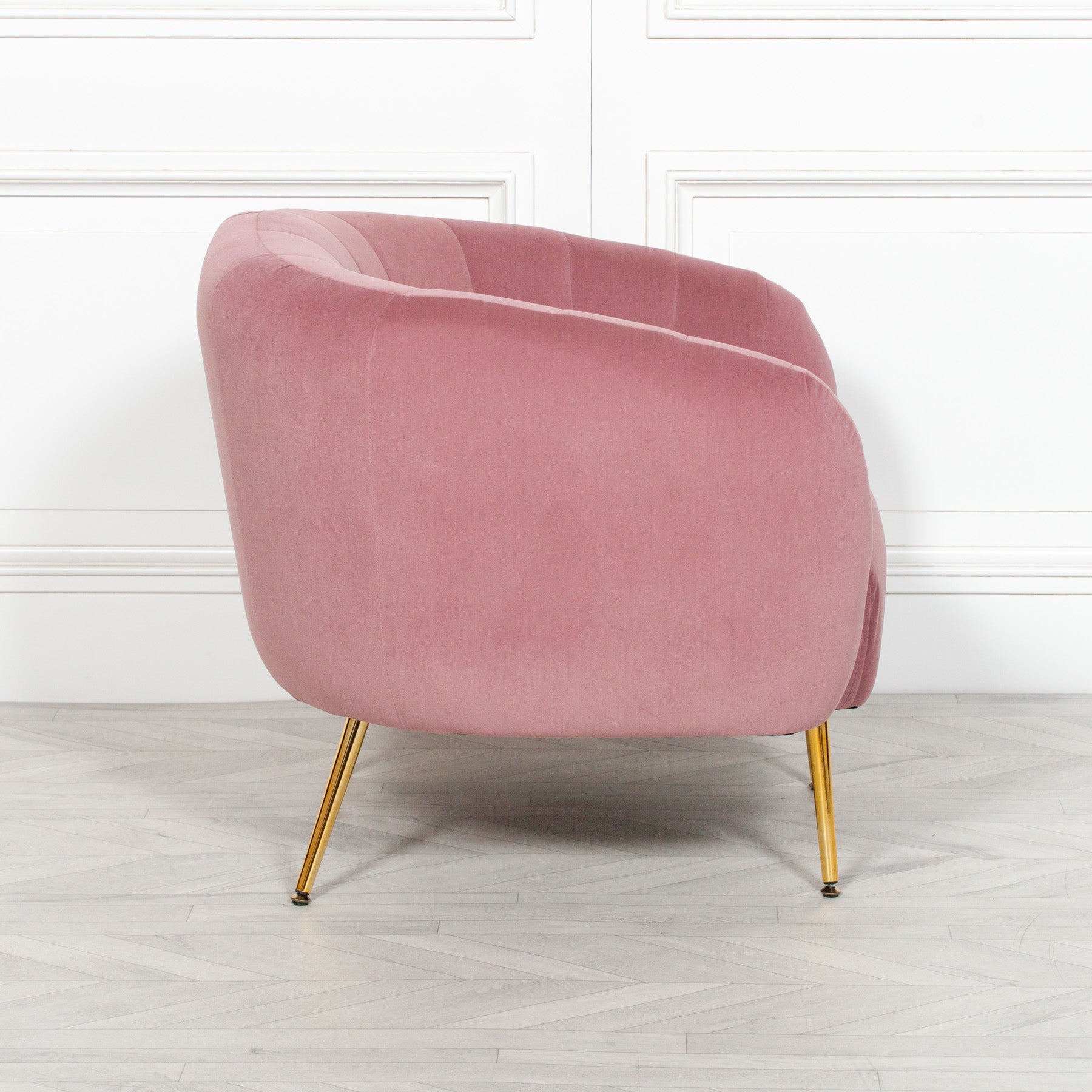 Art Deco Style Pink Velvet Armchair Perfect For Lounge Or Bedroom