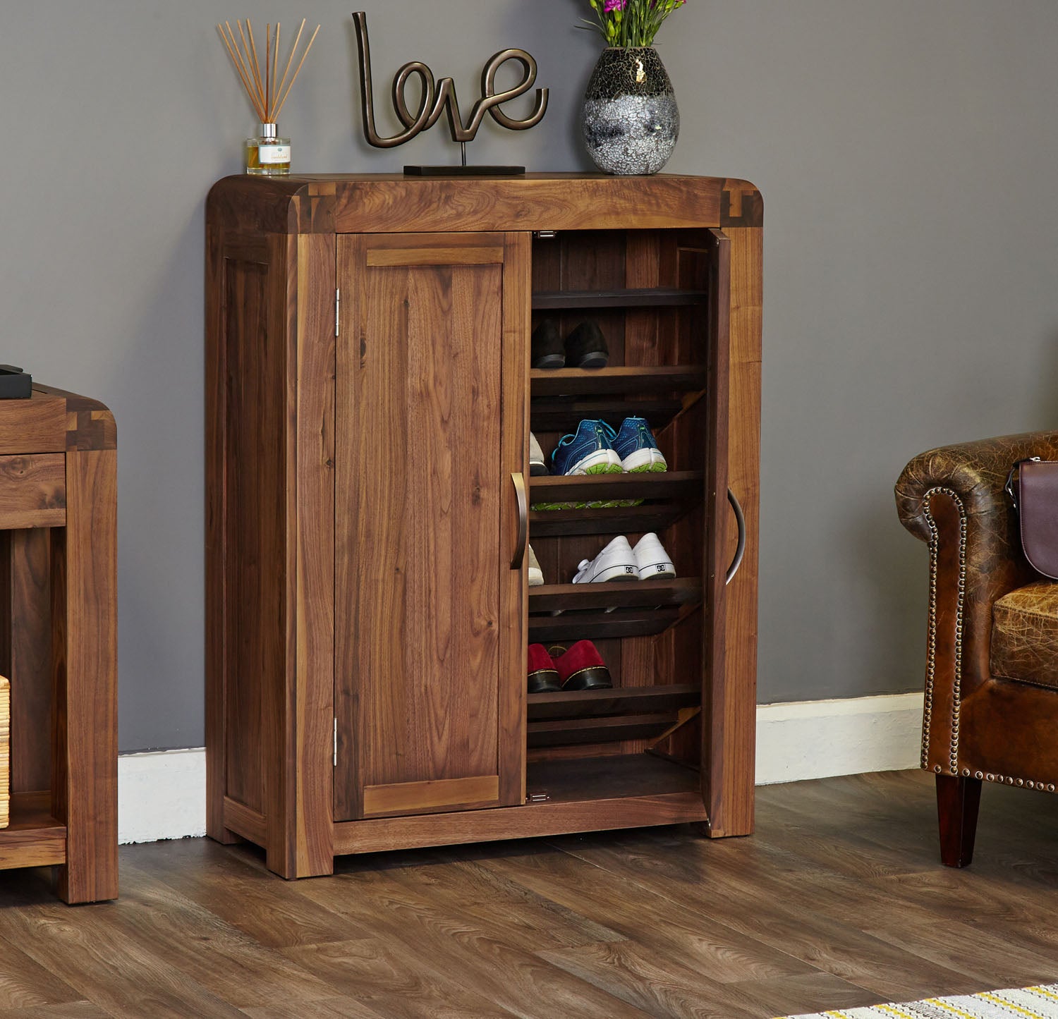 Shiro Walnut Shoe Cupboard