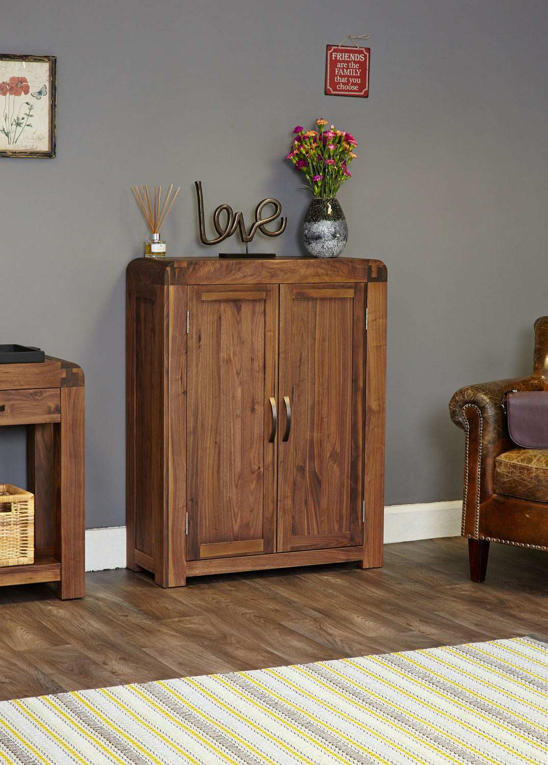 Shiro Walnut Shoe Cupboard