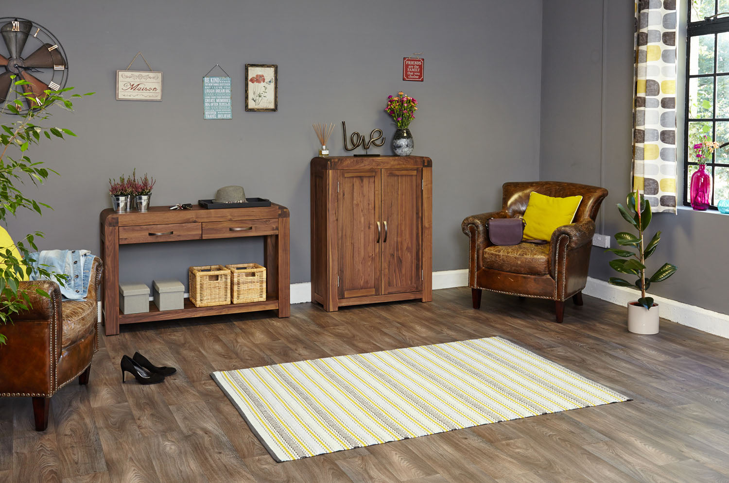 Shiro Walnut Shoe Cupboard
