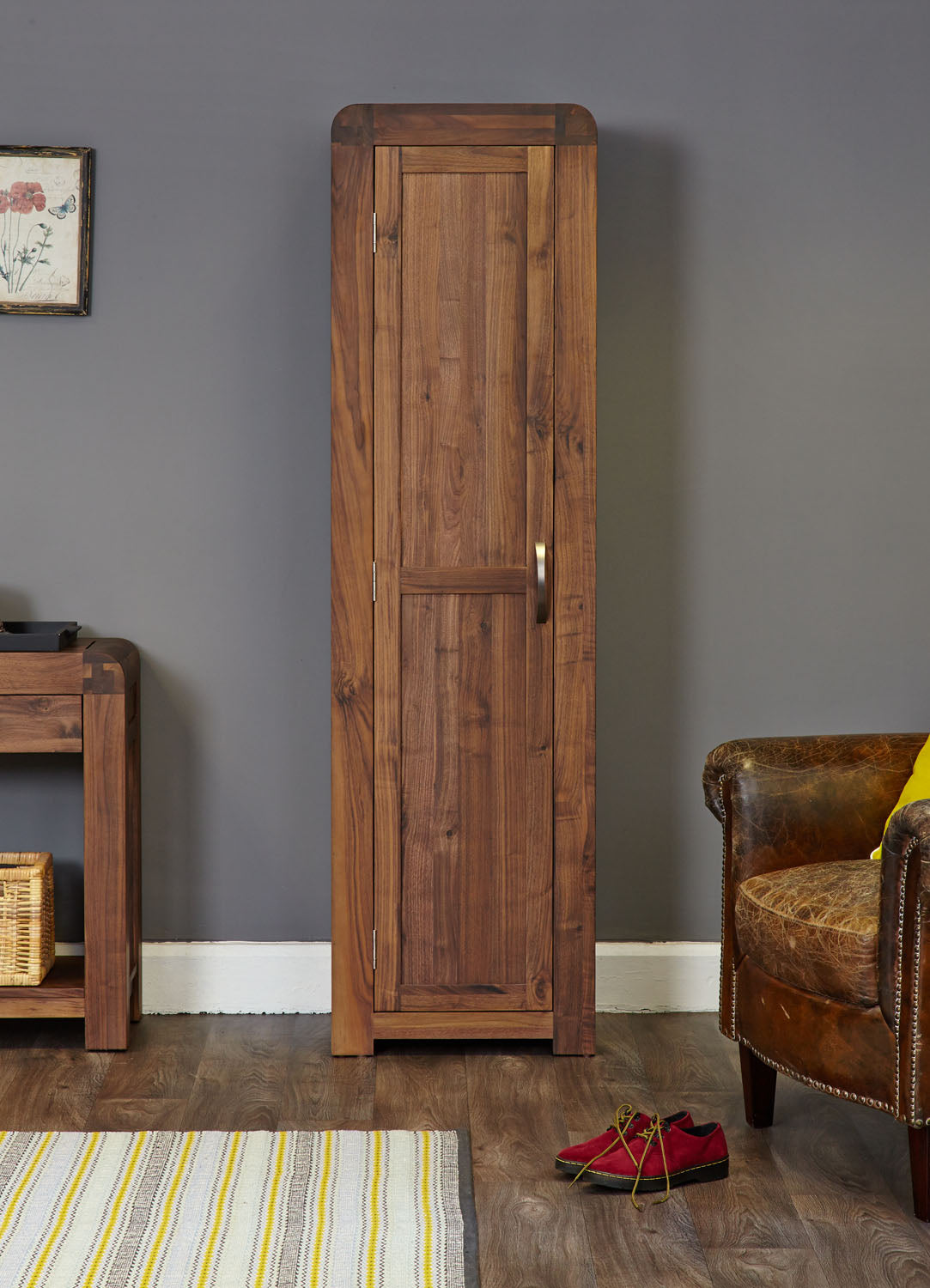 Shiro Walnut Tall Shoe Cupboard
