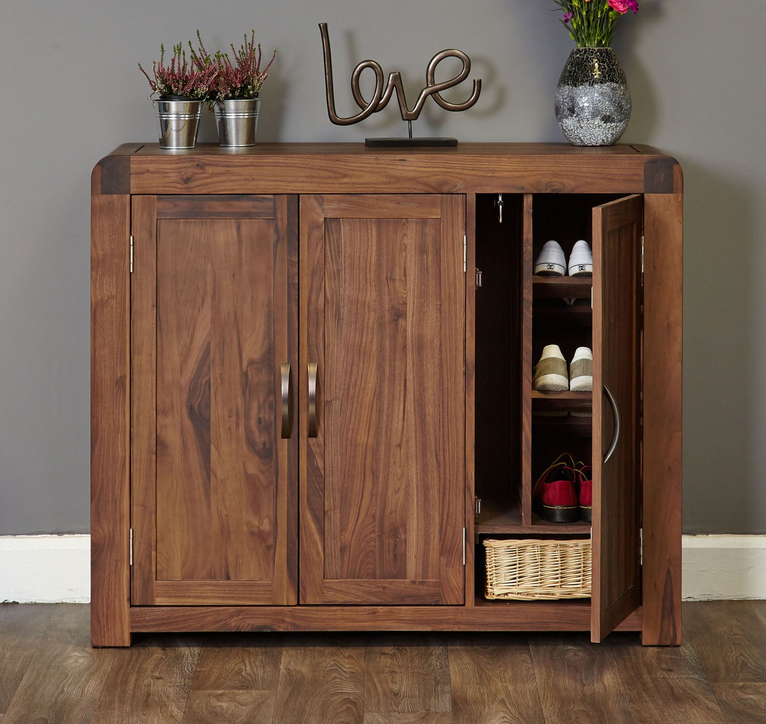 Shiro Walnut Extra Large Shoe Cupboard