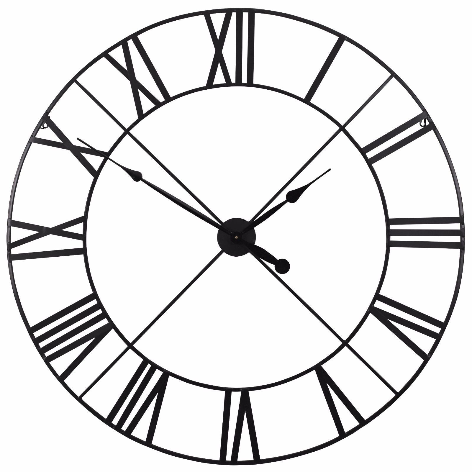 Extra Large 110cm Black Colour Metal Roman Numeral Wall Clock