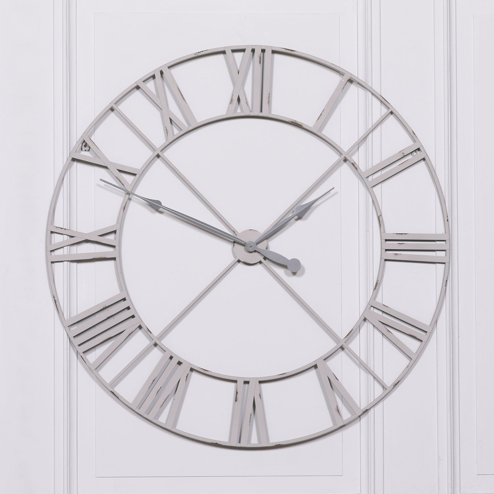 Pale Grey Off White Colour 110cm Metal Wall Clock