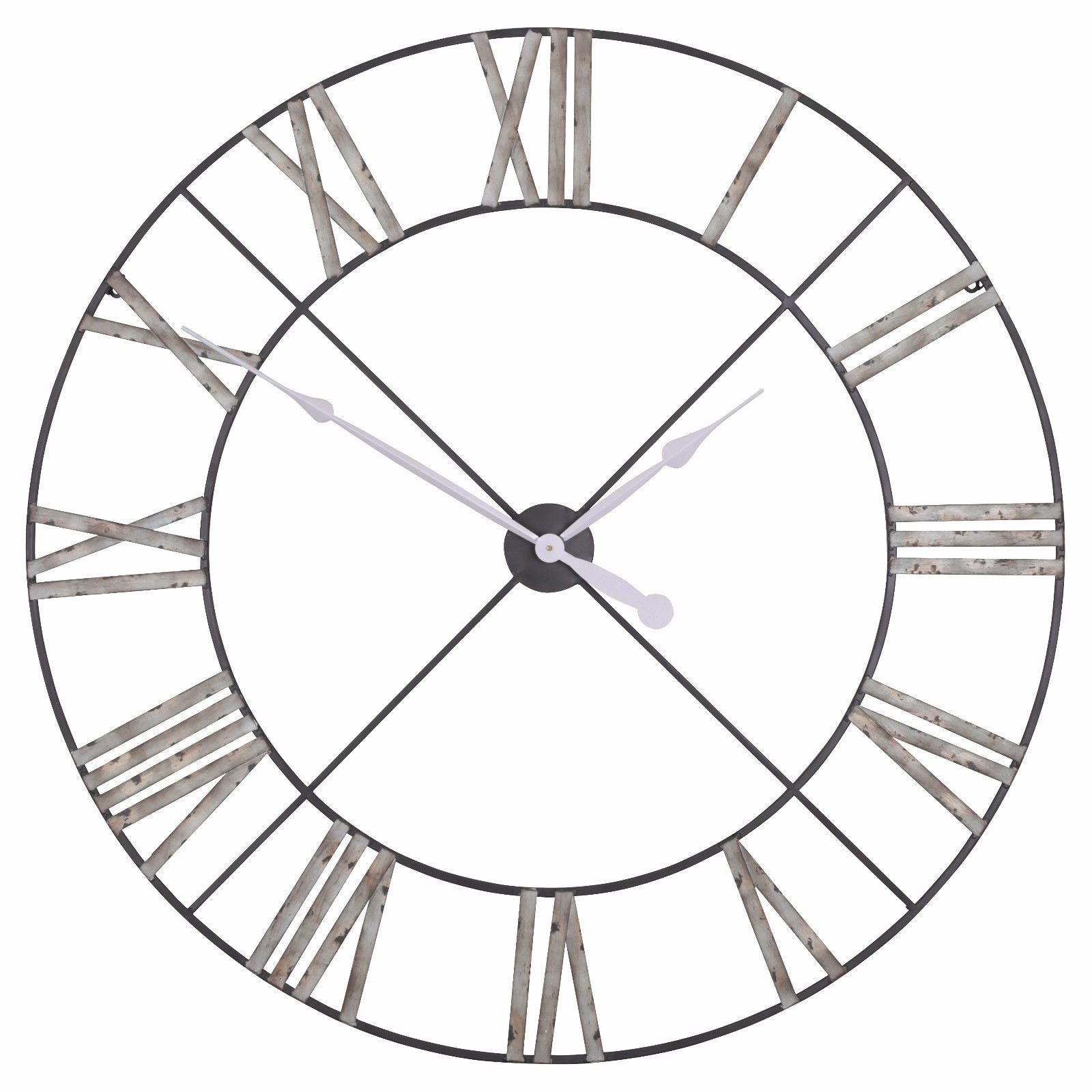 Extra Large 110cm Distressed Vintage Green Colour Roman Numeral Wall Clock
