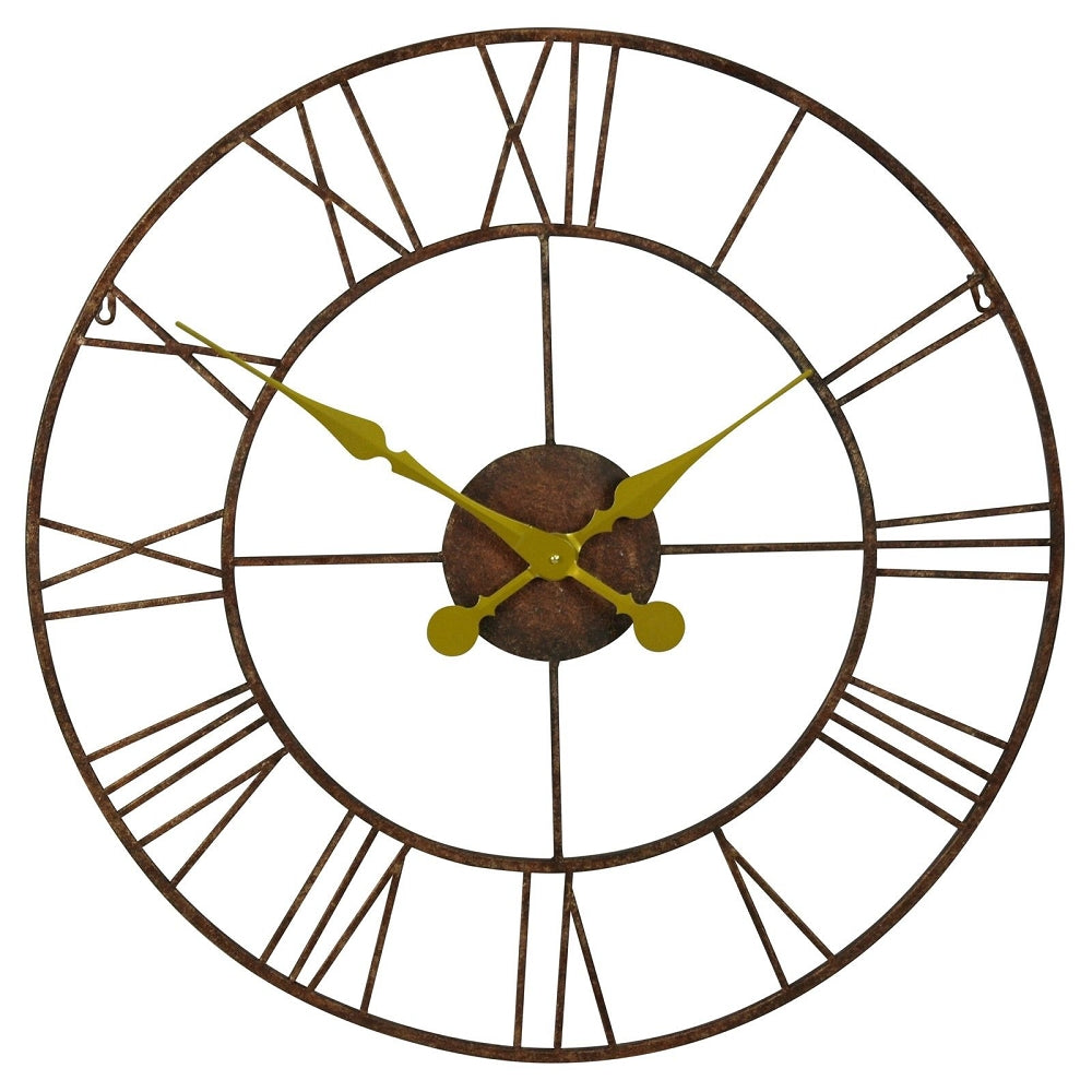 Rustic Metal Look 76cm Wall Clock with Gold Hands