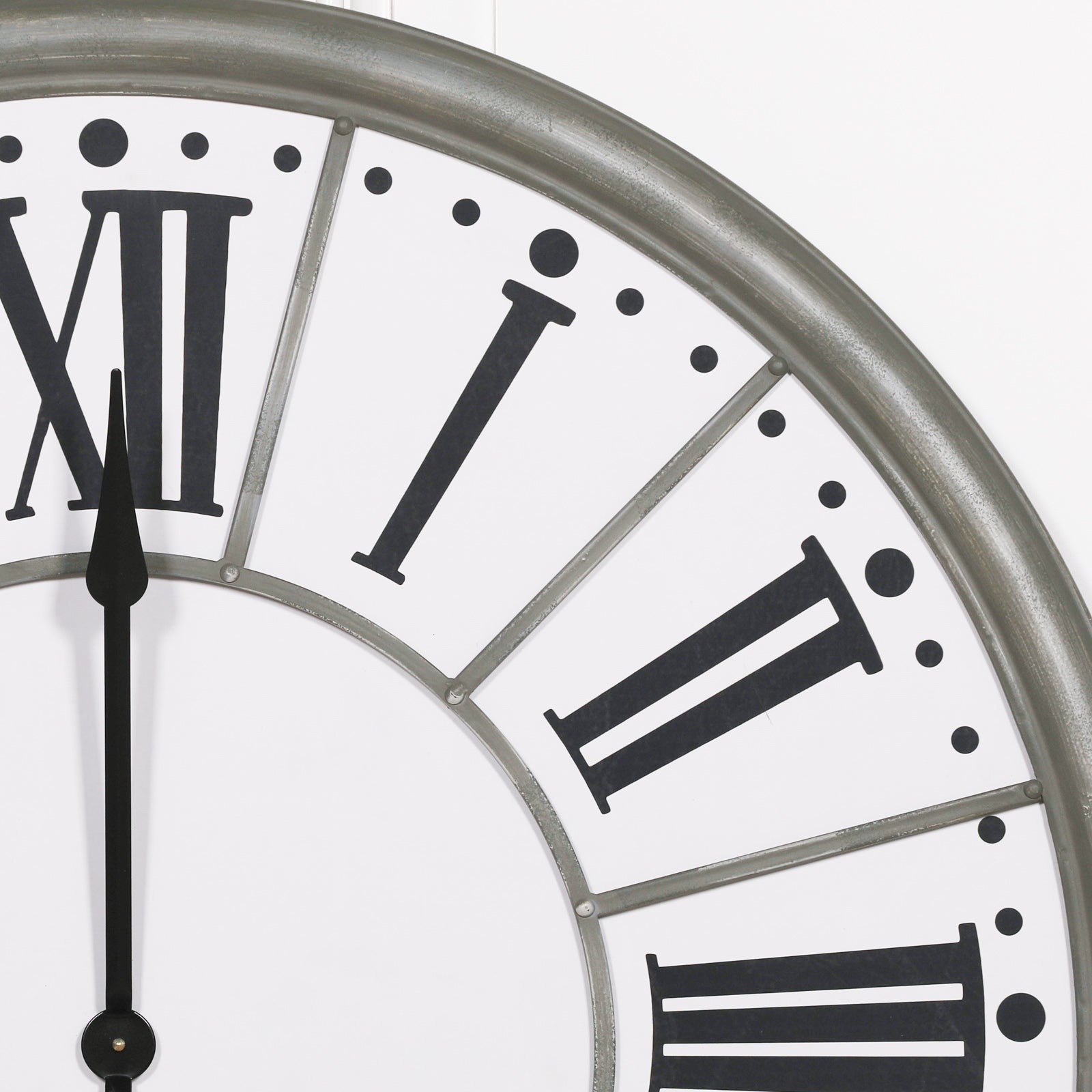 Extra Large 109cm Roman Numeral White Face Zinc Effect Metal Wall Clock
