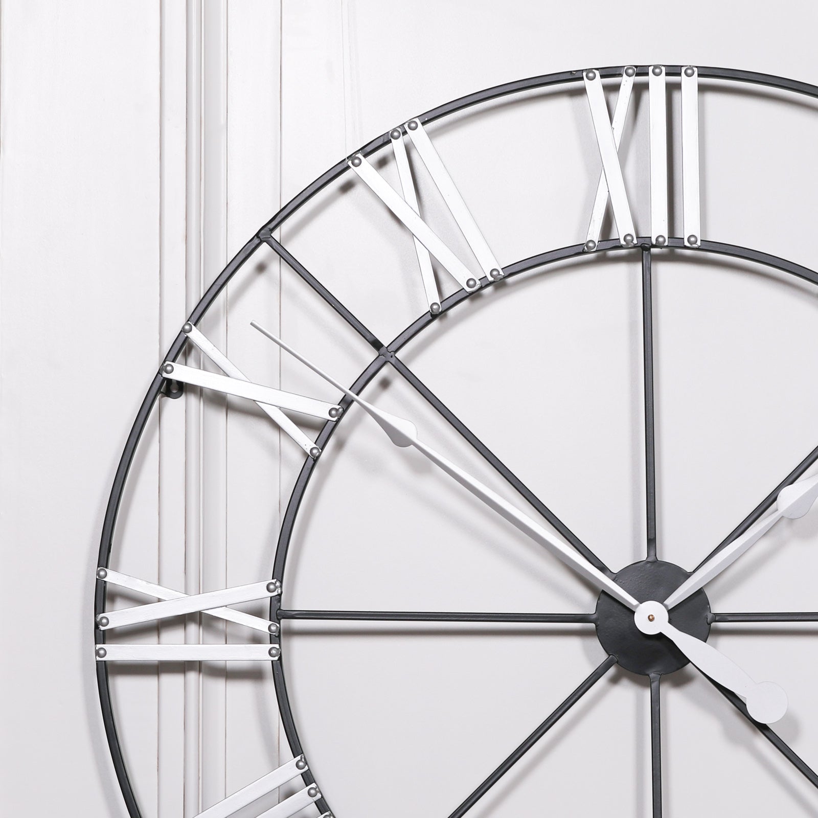 Extra Large 102cm Black and Silver Roman Numeral Wall Clock