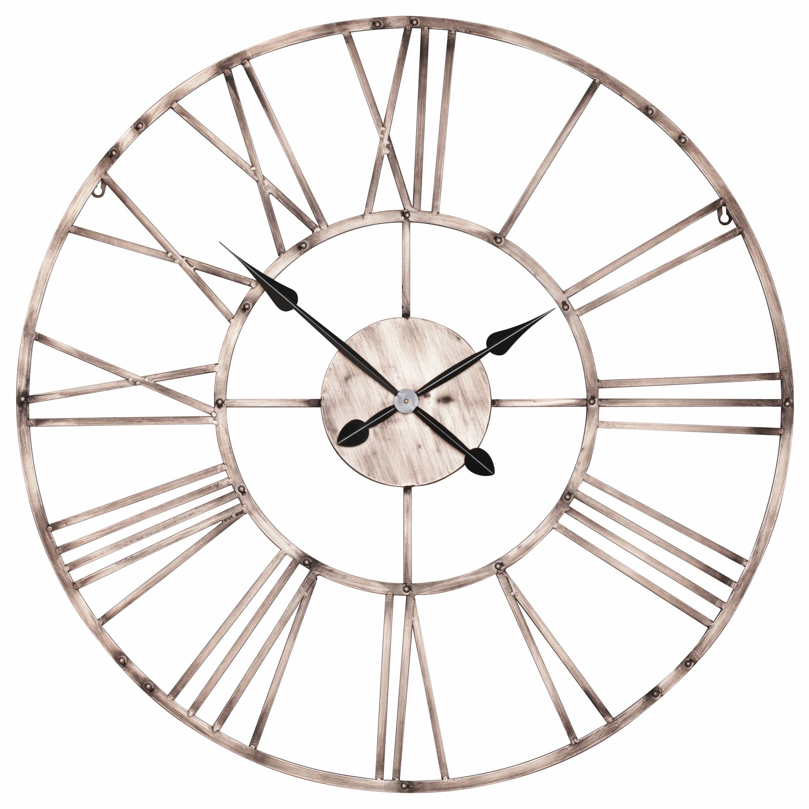 Large 92cm Vintage Copper Roman Numeral Metal Wall Clock