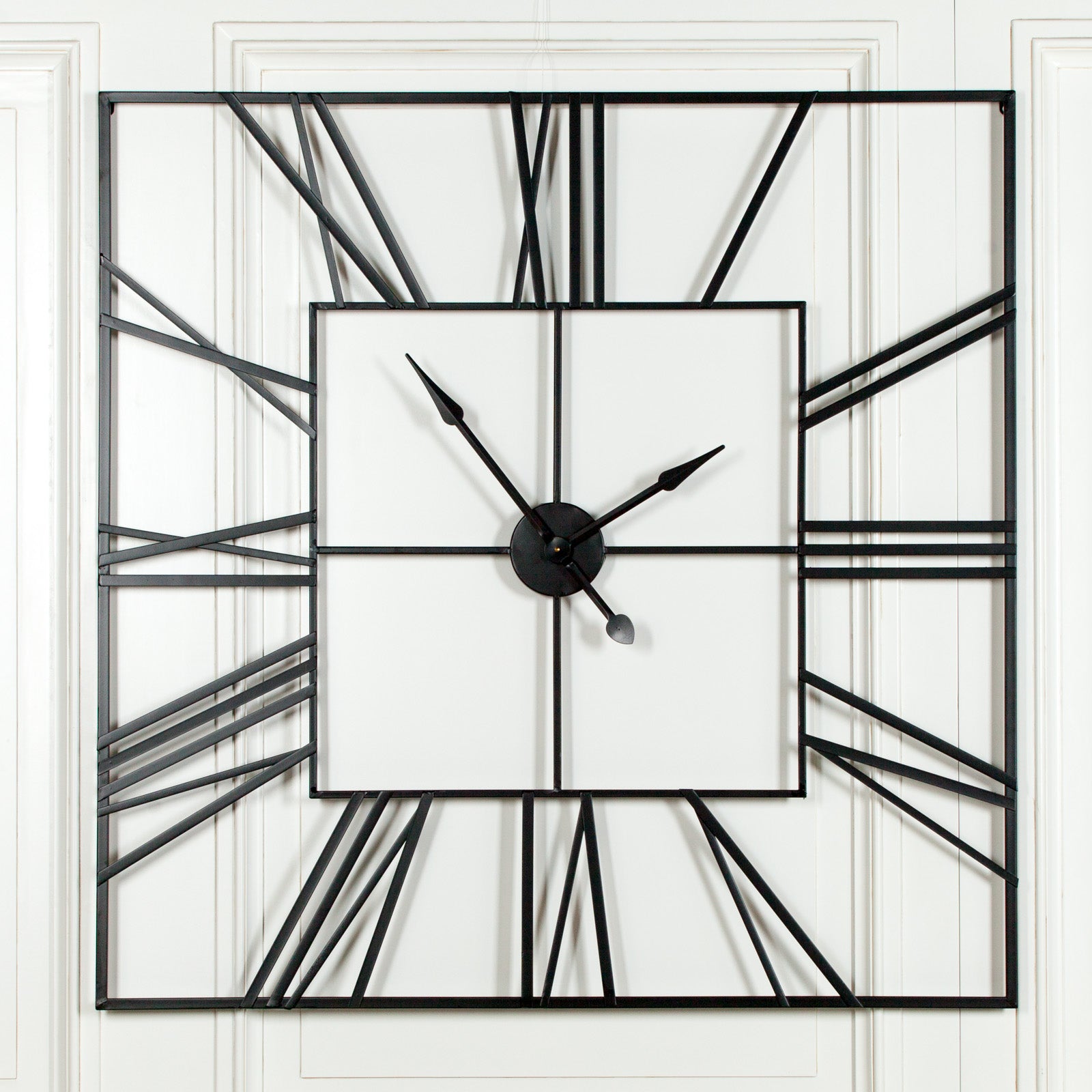 Extra Large 120cm Black Roman Numeral Square Wall Clock