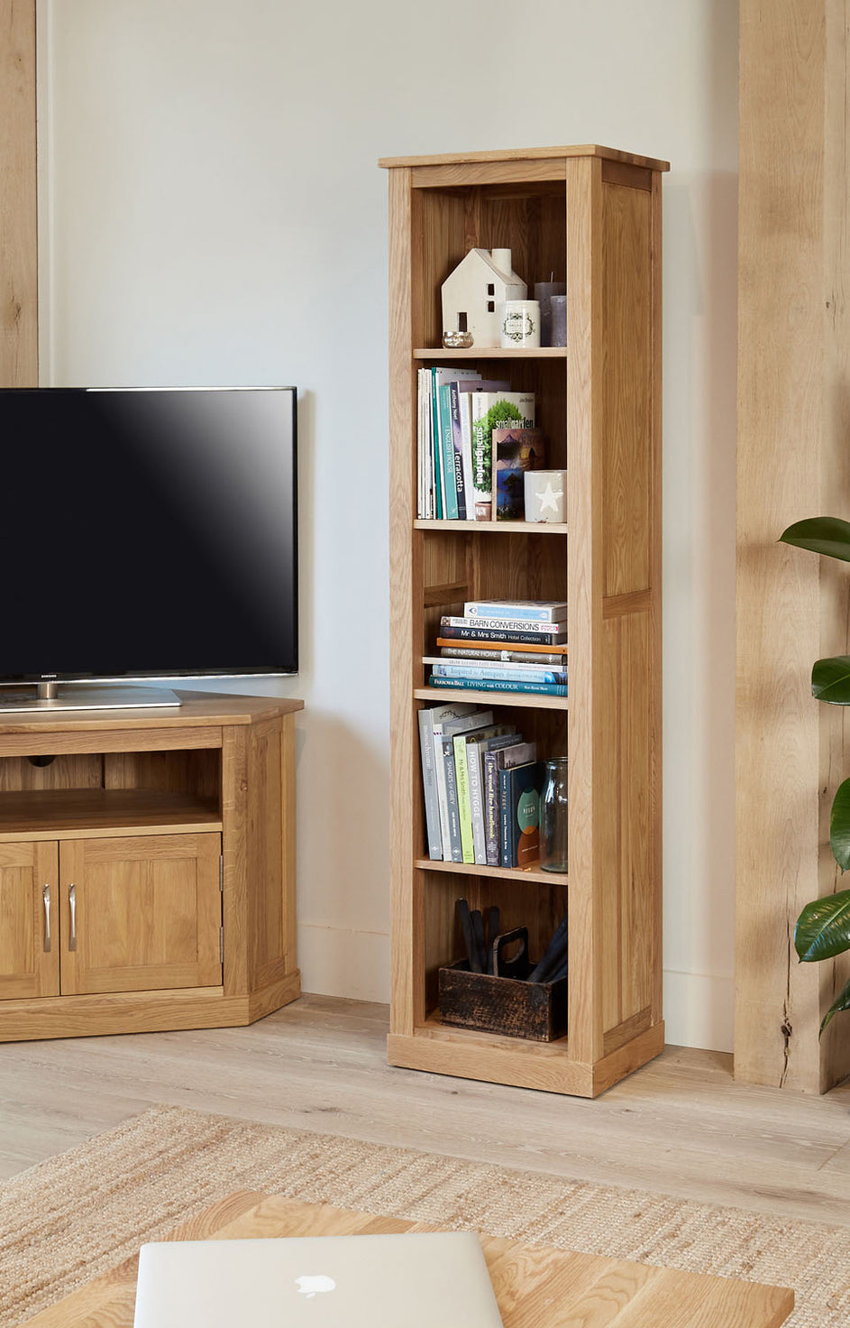 Mobel Oak Narrow Bookcase