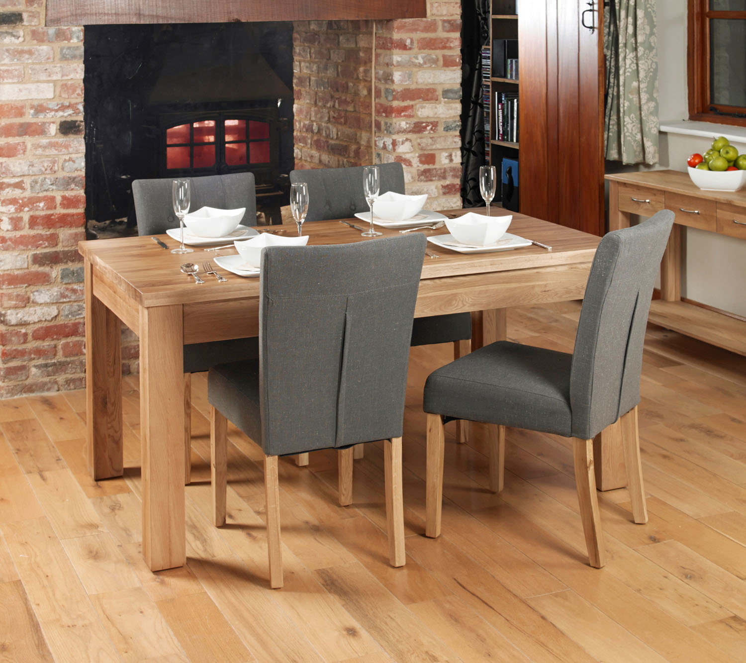 Oak Flare Back Upholstered Dining Chair - Slate (Pack of Two)