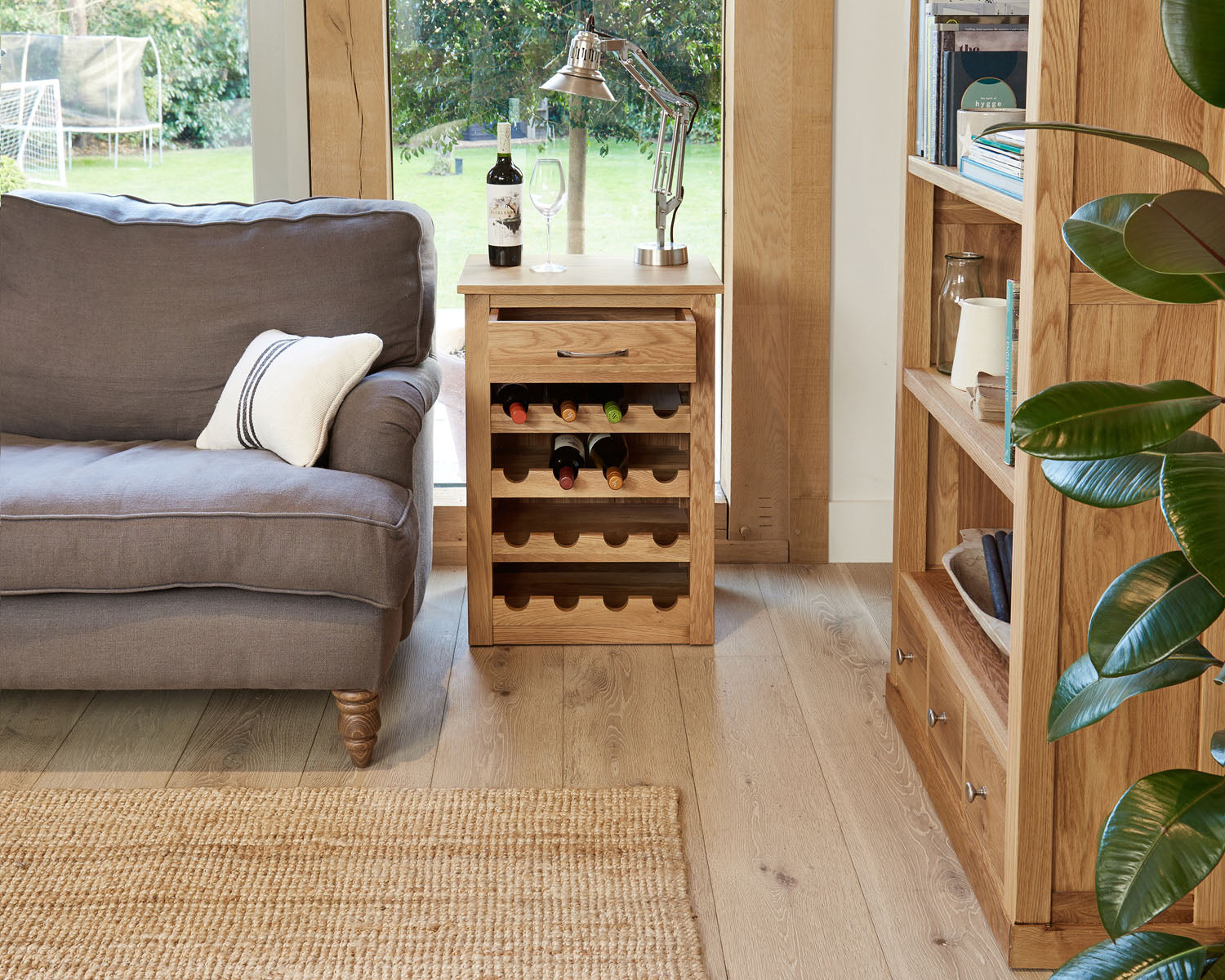 Mobel Oak Wine Rack Lamp Table