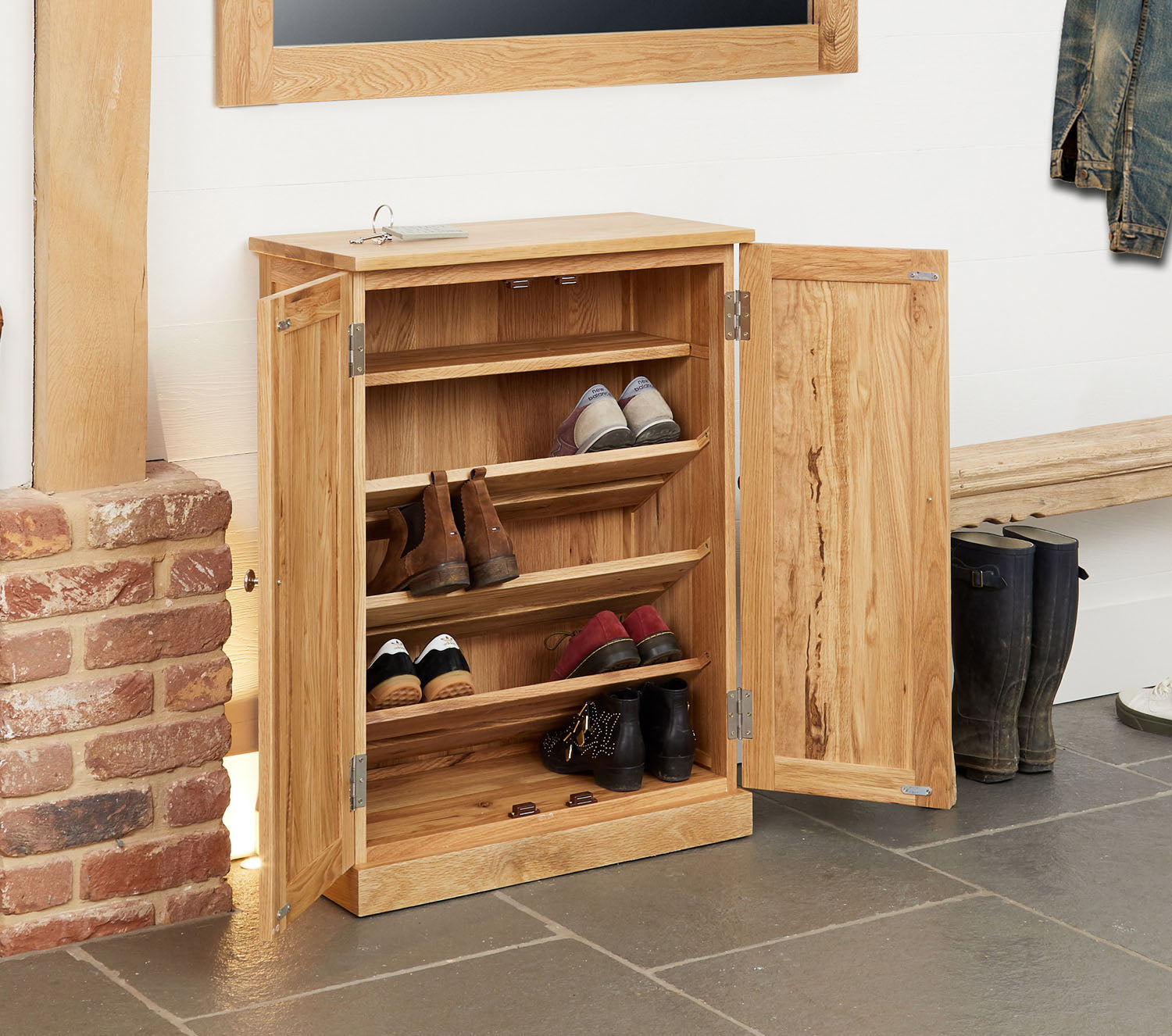 Mobel Oak Shoe Cupboard