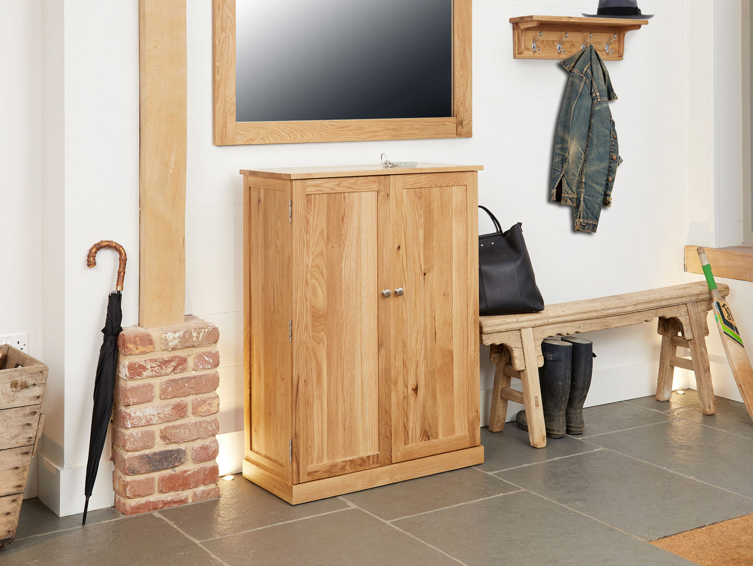 Mobel Oak Large Shoe Cupboard