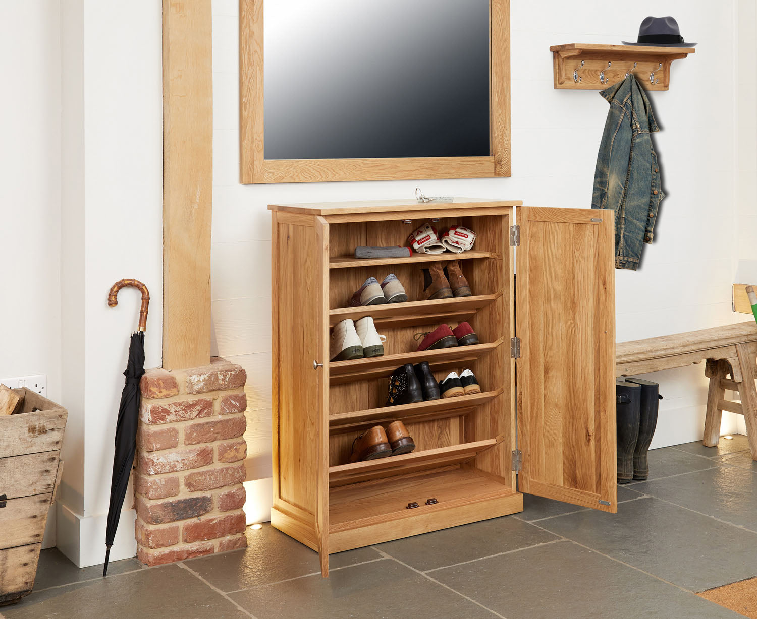 Mobel Oak Large Shoe Cupboard