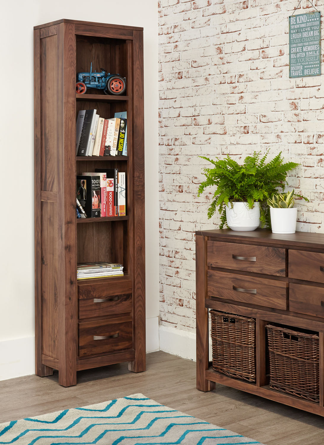 Mayan Walnut Narrow Bookcase