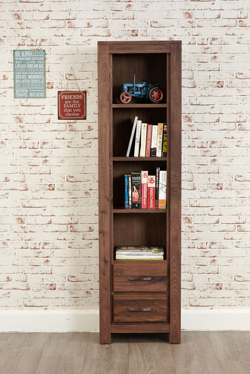 Mayan Walnut Narrow Bookcase