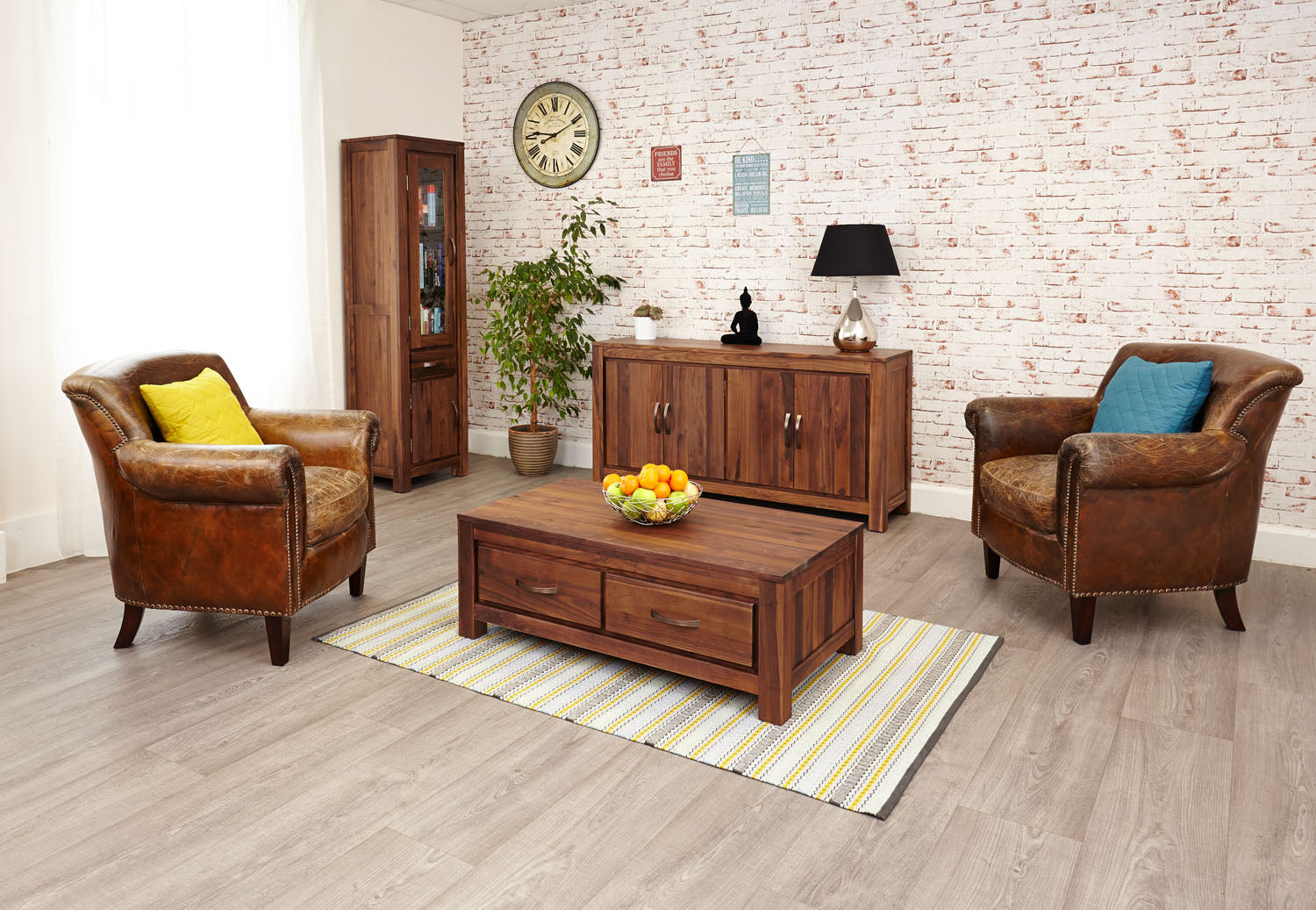 Mayan Walnut Low Four Drawer Coffee Table