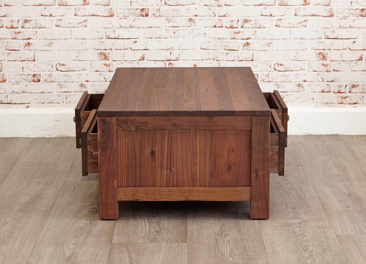 Mayan Walnut Low Four Drawer Coffee Table