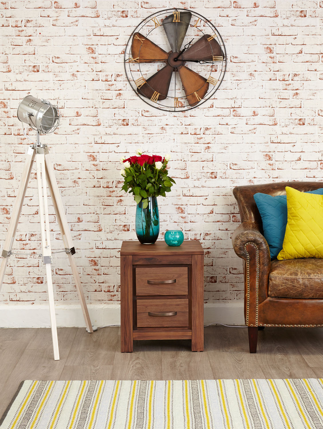 Mayan Walnut Two Drawer Lamp Table