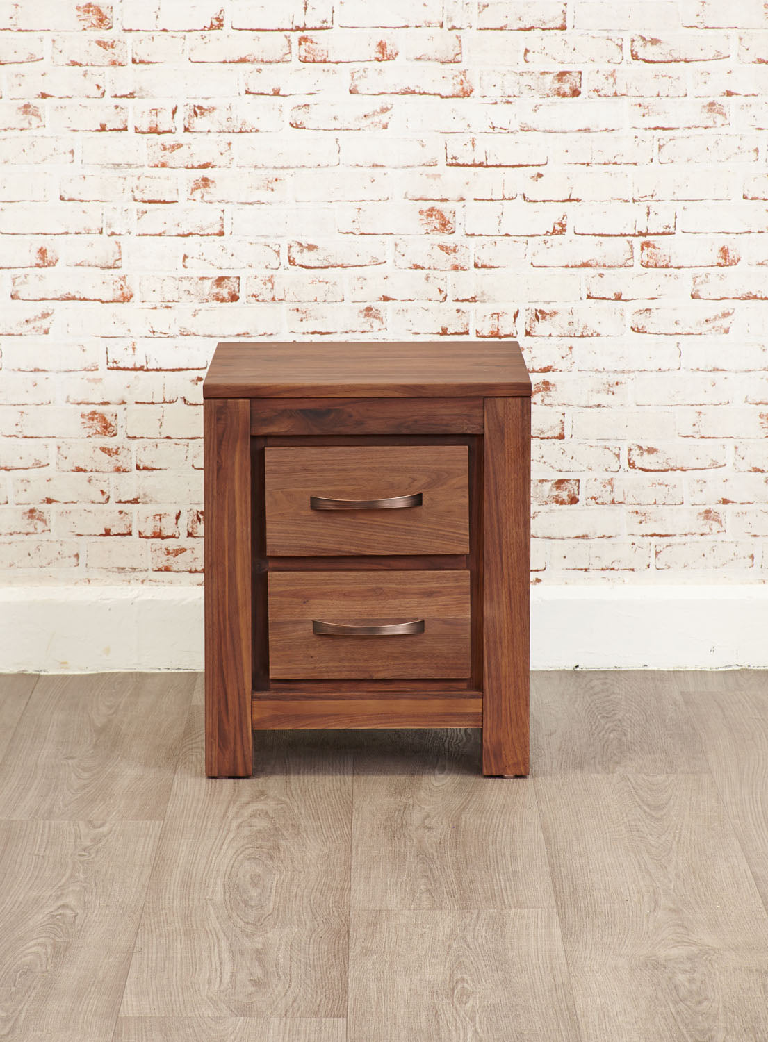 Mayan Walnut Two Drawer Lamp Table