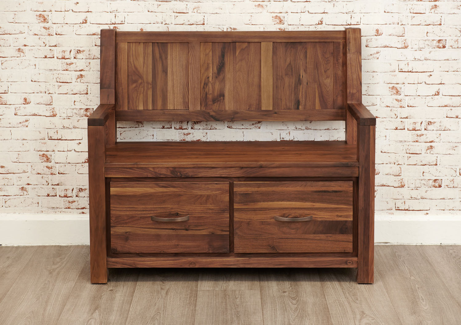 Mayan Walnut Monks Bench with Shoe Storage