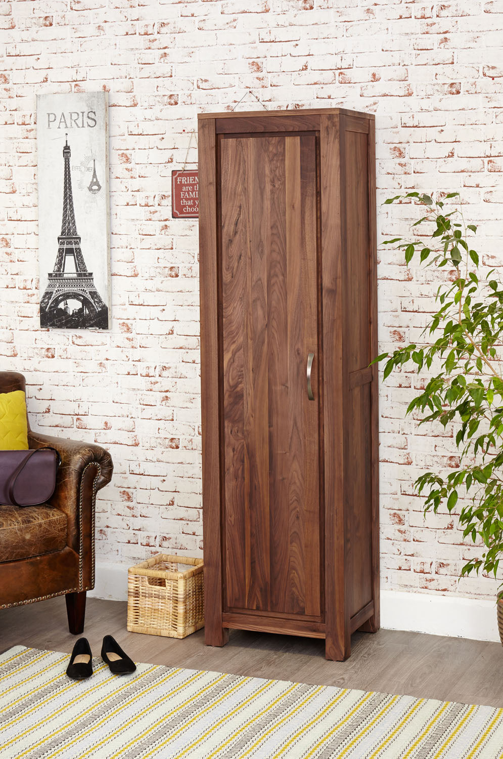 Mayan Walnut Tall Shoe Cupboard
