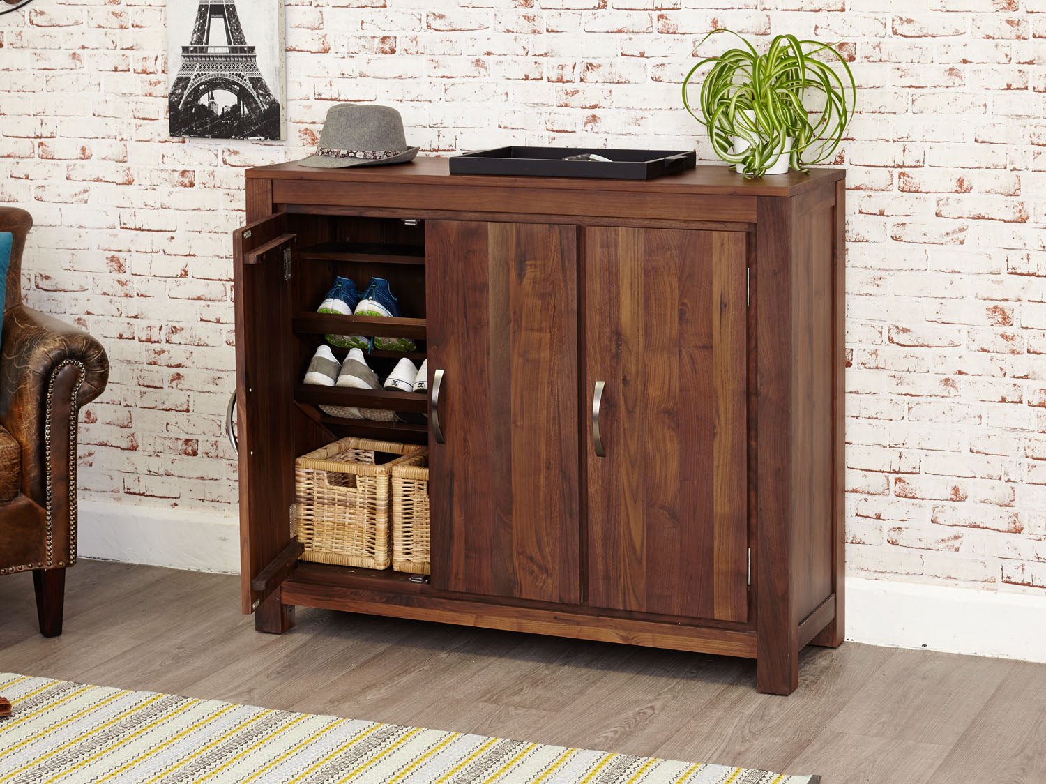Mayan Walnut Extra Large Shoe Cupboard