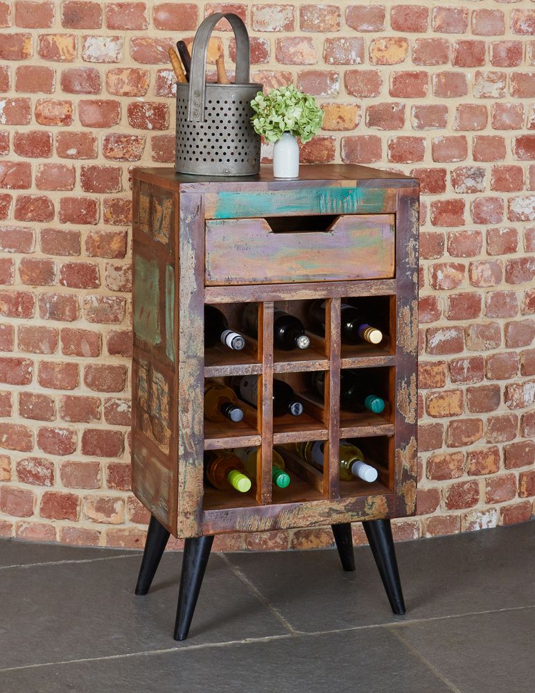 Coastal Chic Reclaimed Wood Wine Rack Table