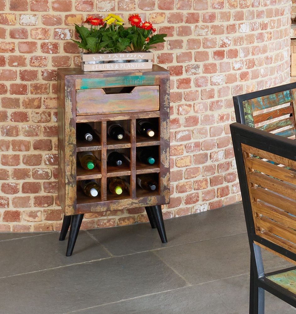 Coastal Chic Reclaimed Wood Wine Rack Table