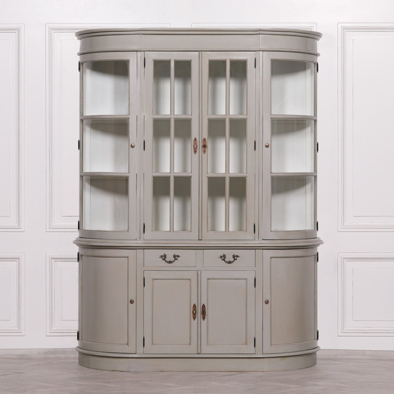 Large Wooden Vintage Grey Colour Dresser Display Cabinet