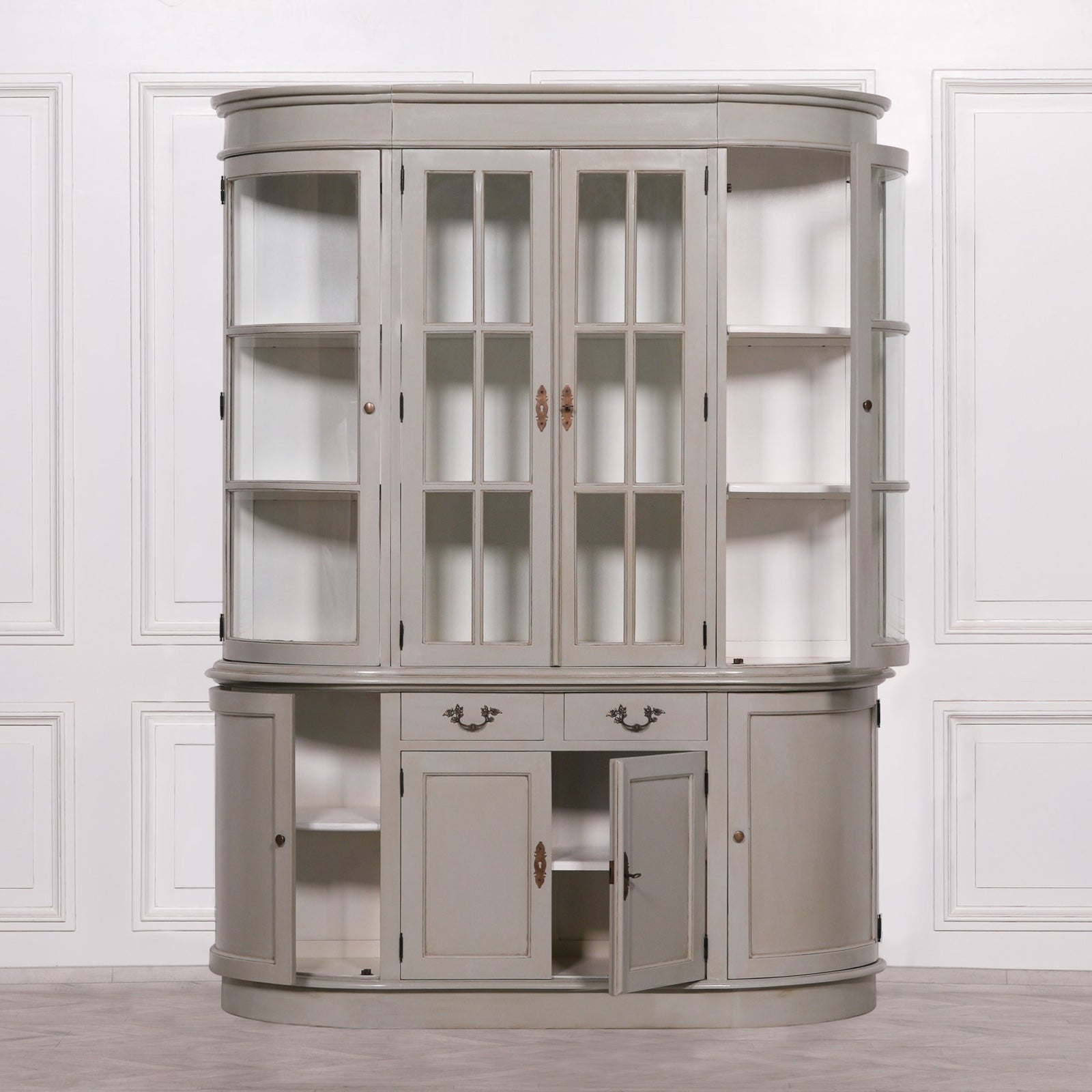 Large Wooden Vintage Grey Colour Dresser Display Cabinet