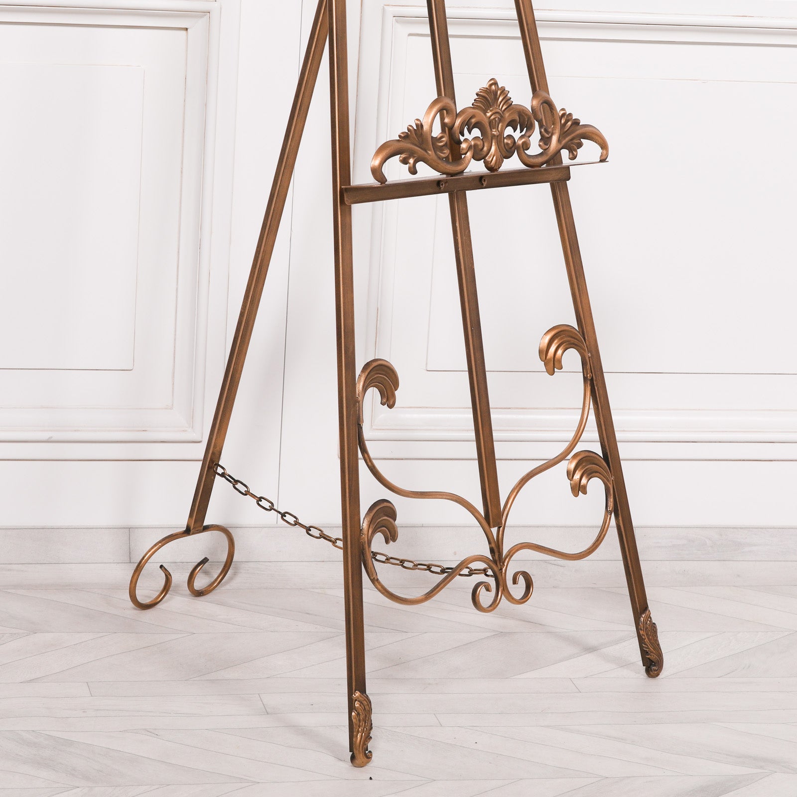 Metal Easel with Adjustable Shelf in Antique Gold Colour 165cm