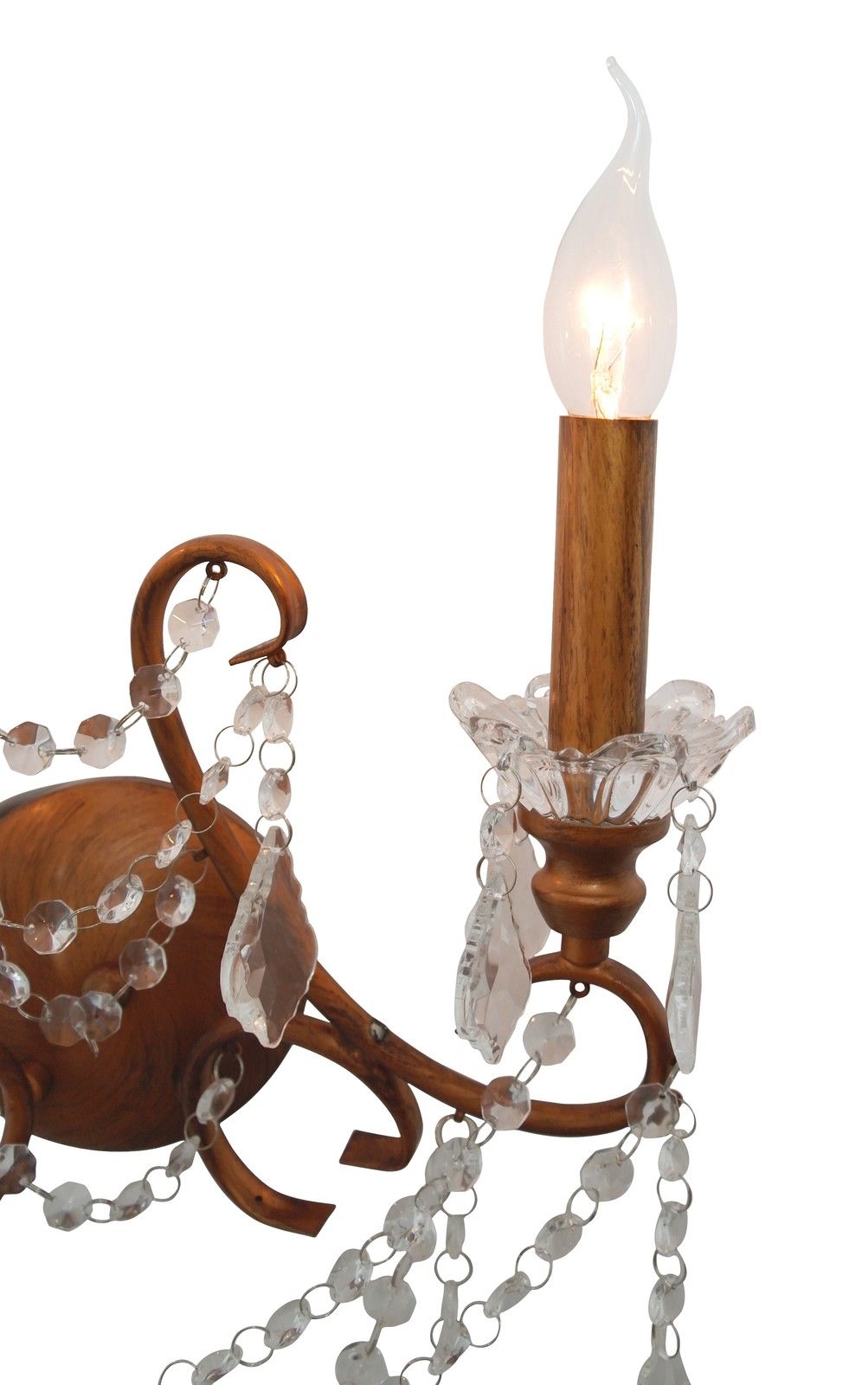 Antique Gold Colour 2 Arm Shallow Cut Glass Chandelier Style Wall Light