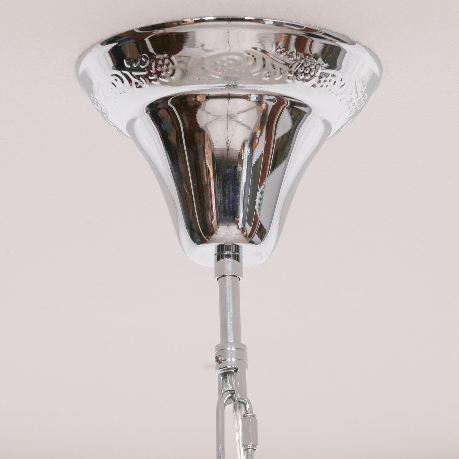 Chrome Colour 6 Arm French Style Shallow Cut Glass Chandelier