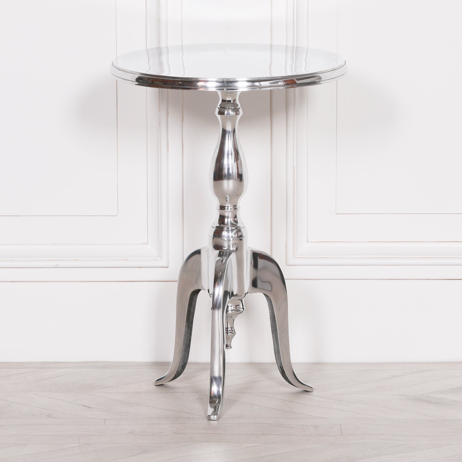 Silver Metal Round Aluminium Side Occasional Table