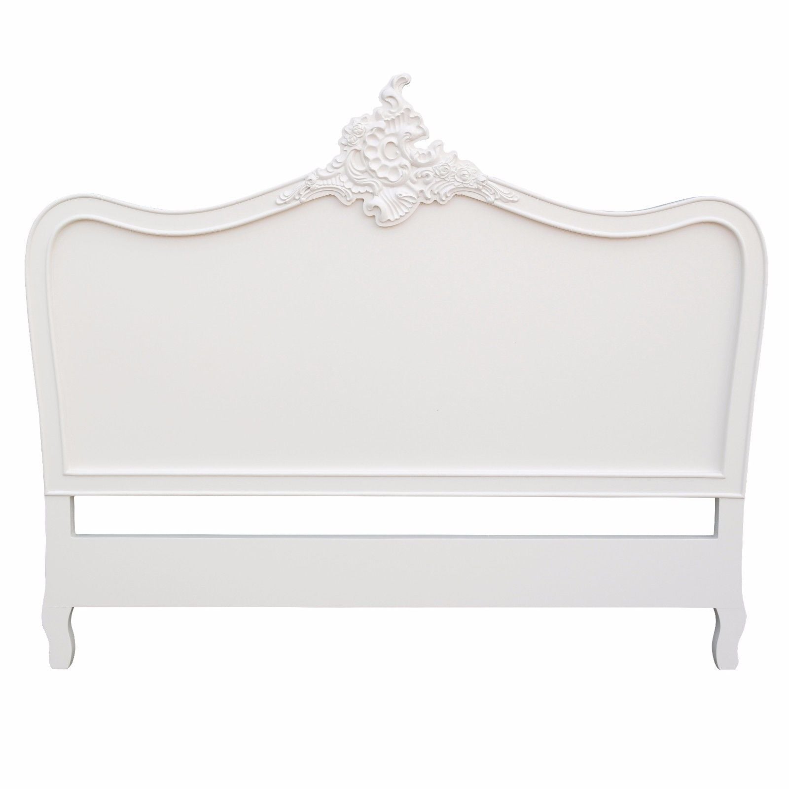 French Shabby Chic Style Carved Cream Colour Wooden Headboard for 5ft King Size Bed